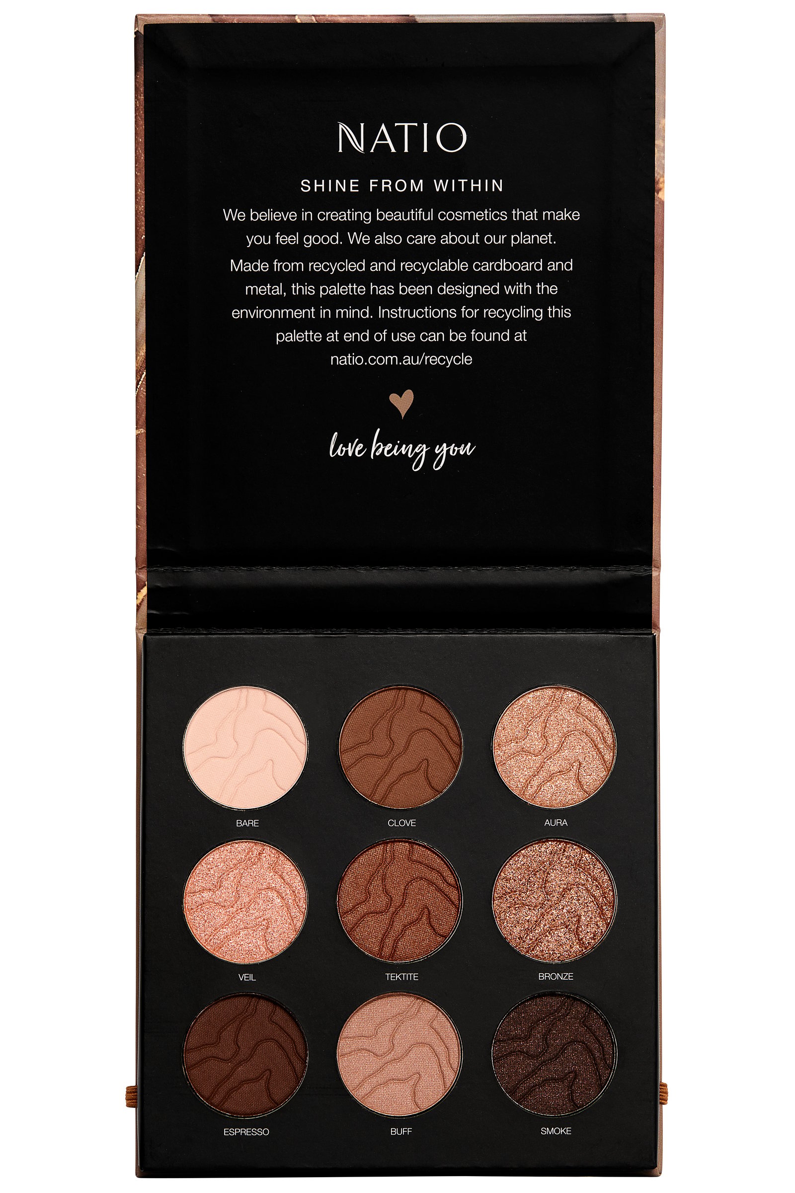 Natio Earthy Tektites Mineral Eyeshadow Palette 9g - Image 4