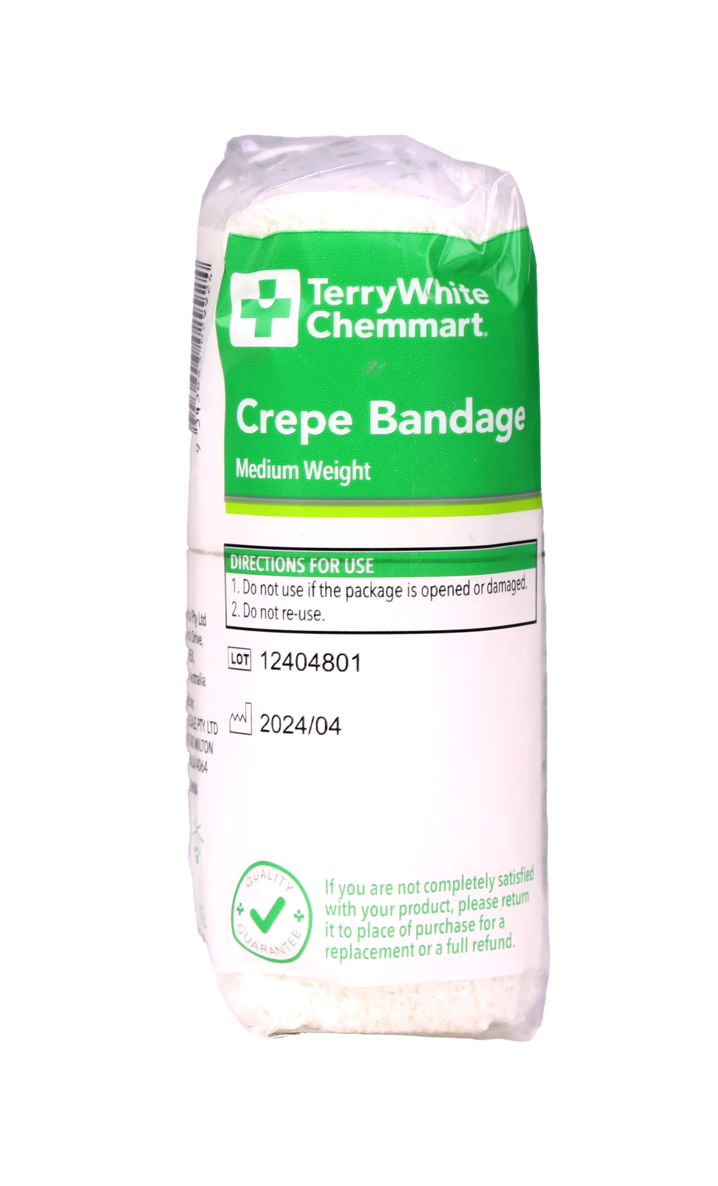 TerryWhite Chemmart Crepe Bandage Medium Weight 10cm X 1.6M - 1 roll