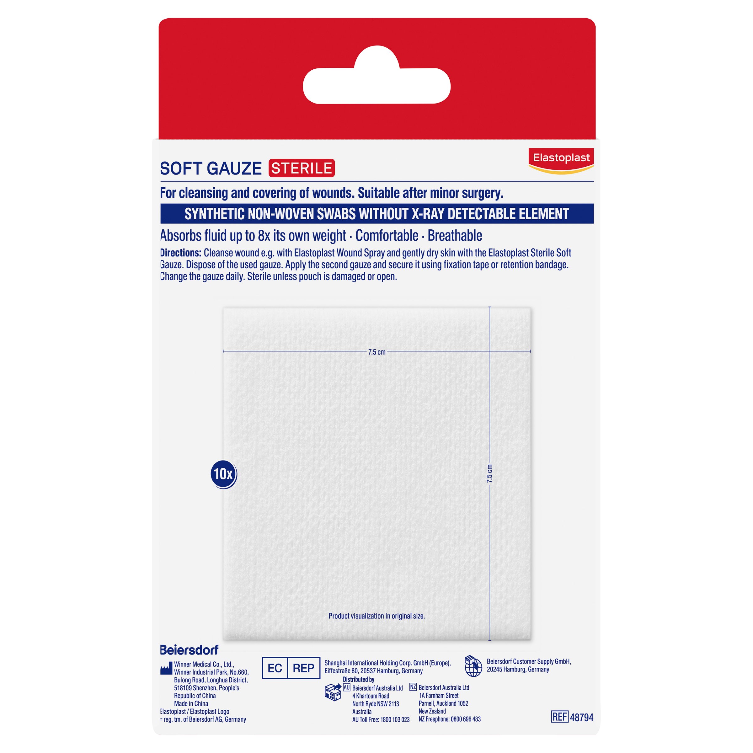 Elastoplast Soft Gauze Sterilized 7.5 X 7.5cm 10 - 1 each - Image 2