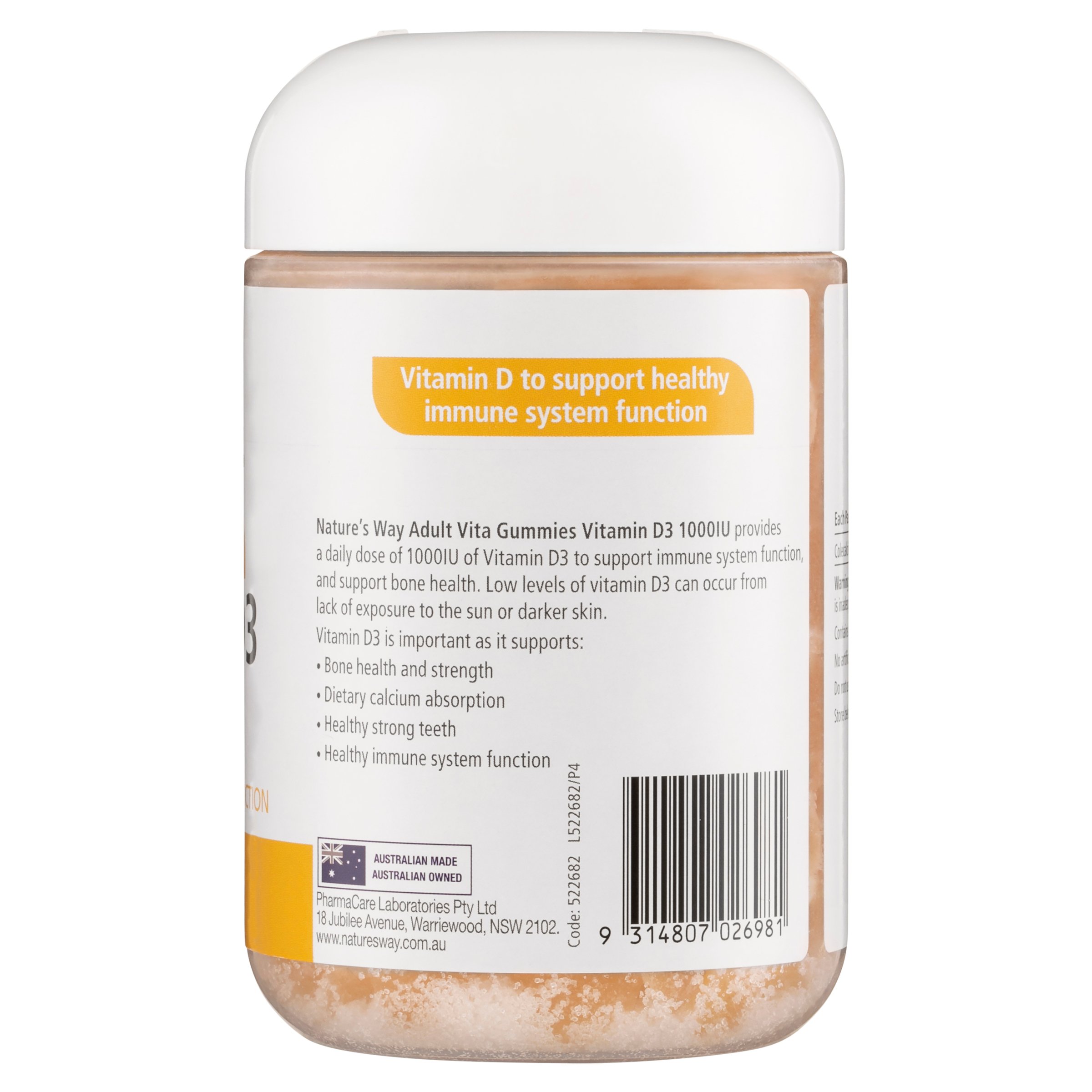 Nature's Way Adult Vita Gummies Vitamin D3 1000IU 120 pastilles - Image 2