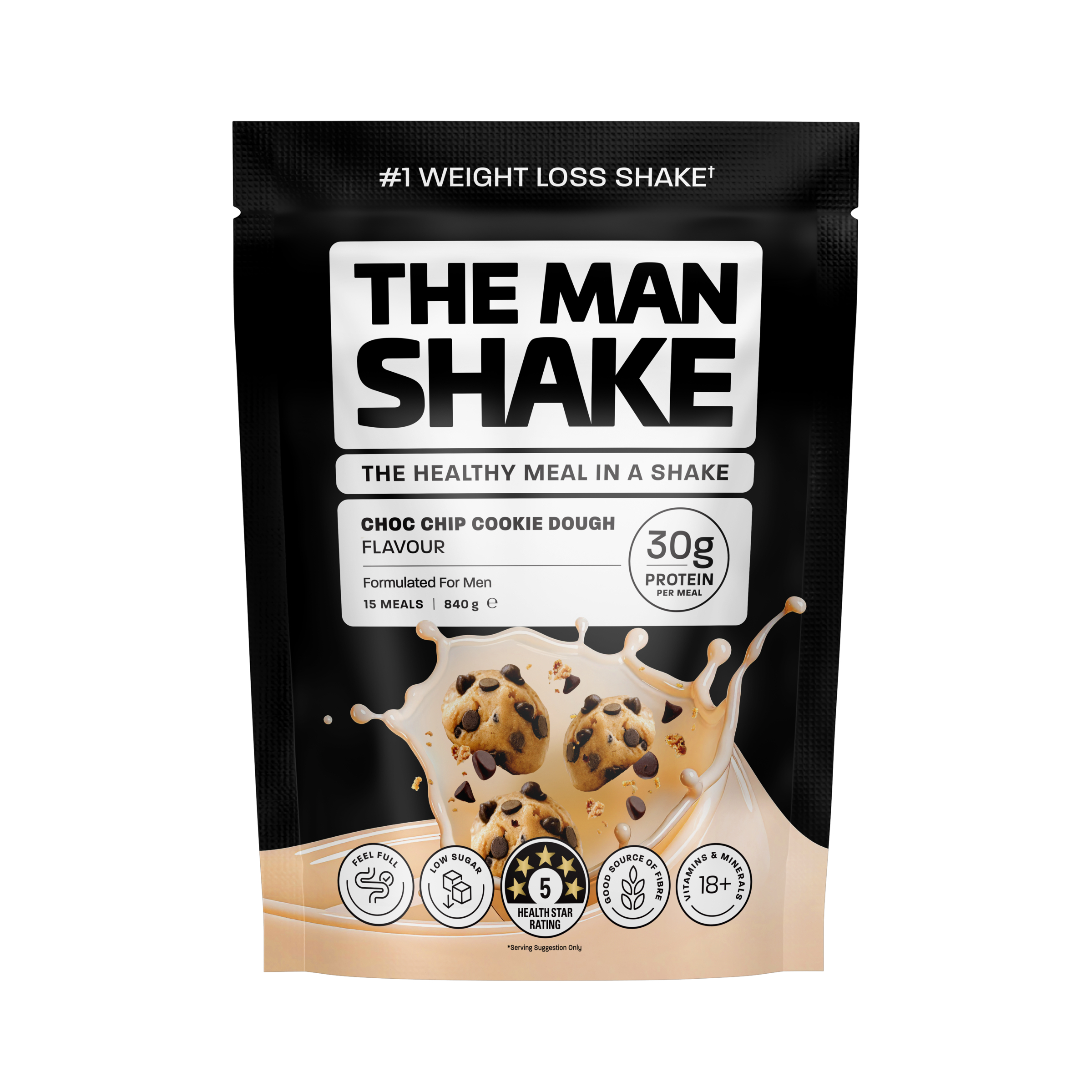The Man Shake Meal Replacement Choc Chip Cookie Dough 840g - Image 1