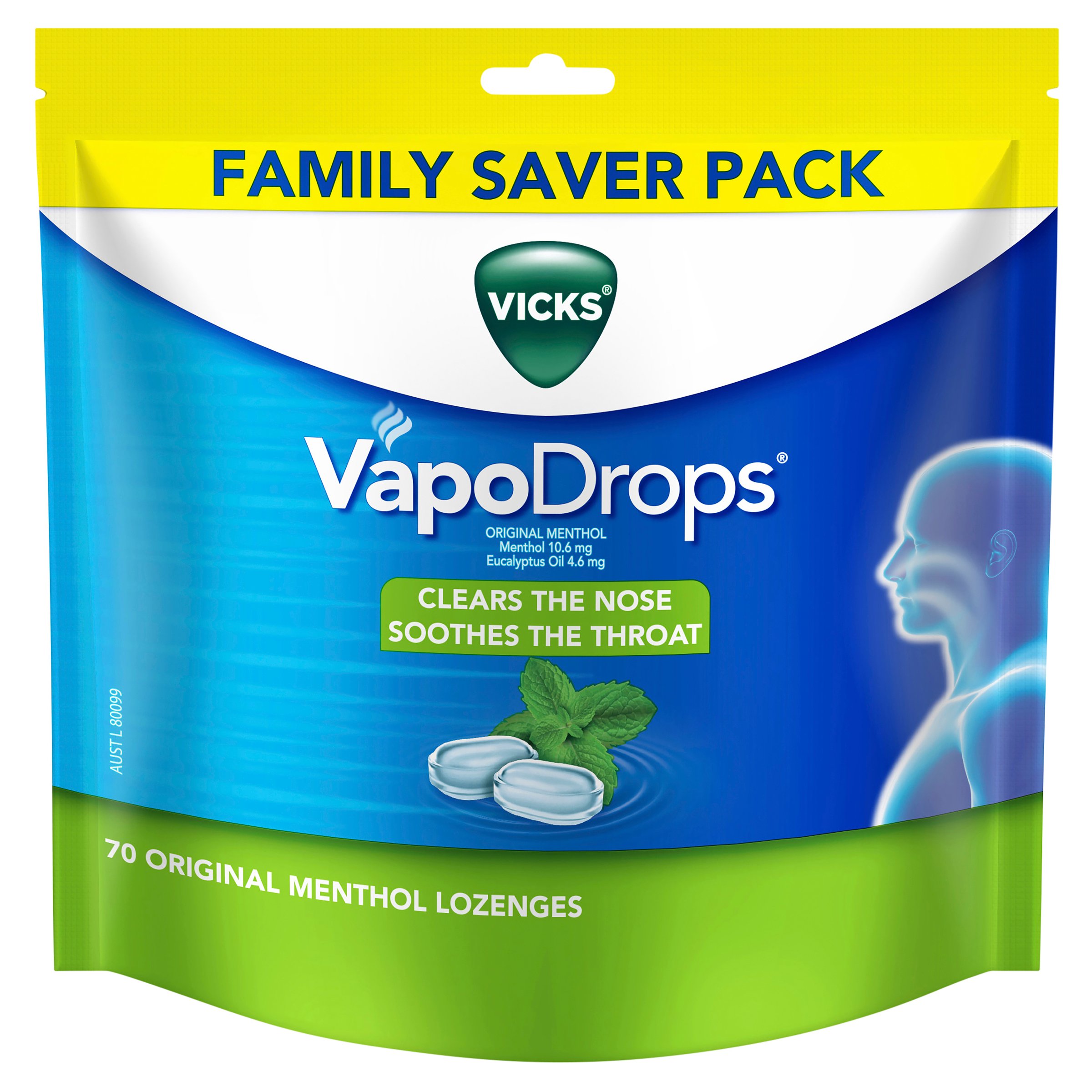 Vicks VapoDrops Original Menthol 70 pack - Image 1