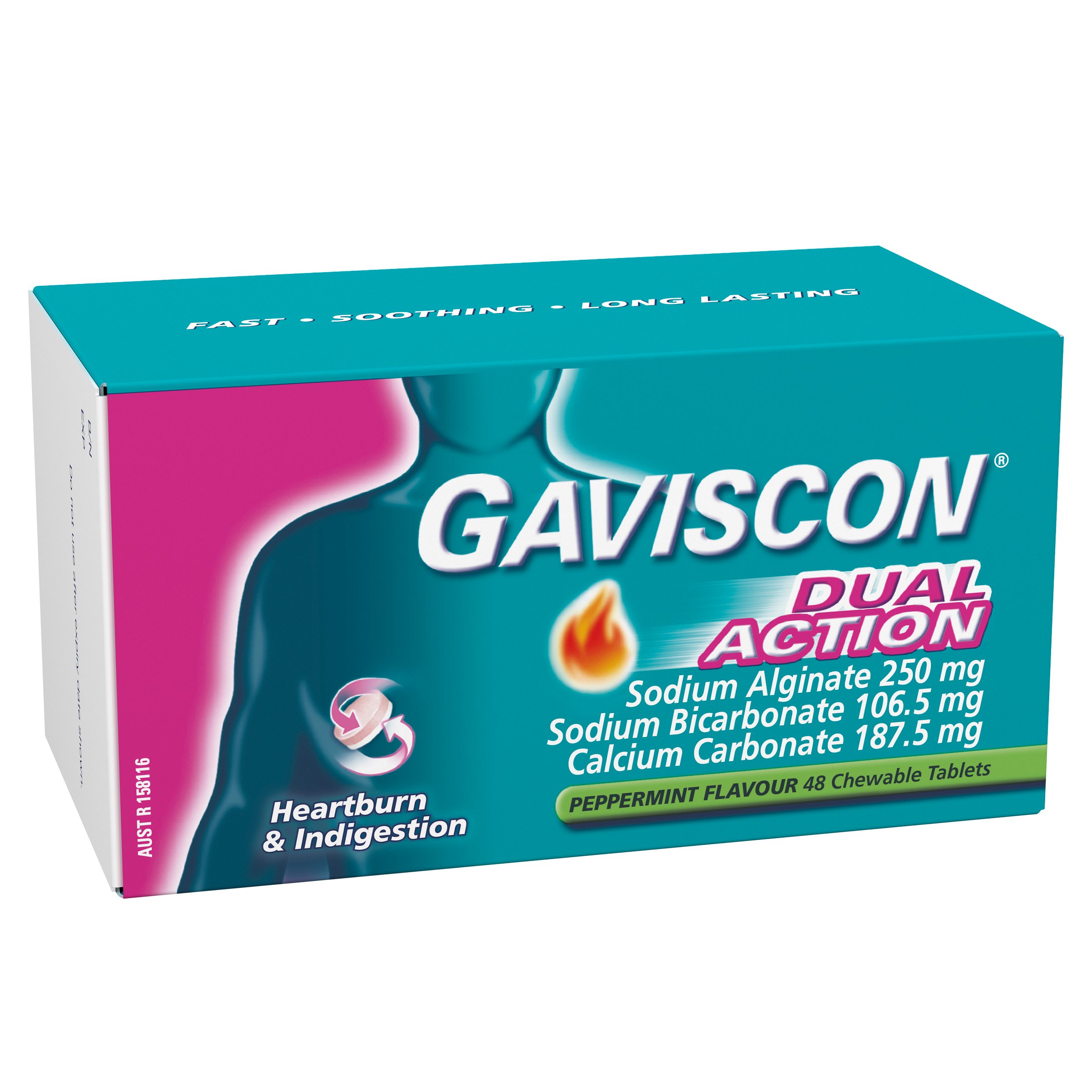 Gaviscon Dual Action Peppermint Flavour 48 chewable tablets - Image 8