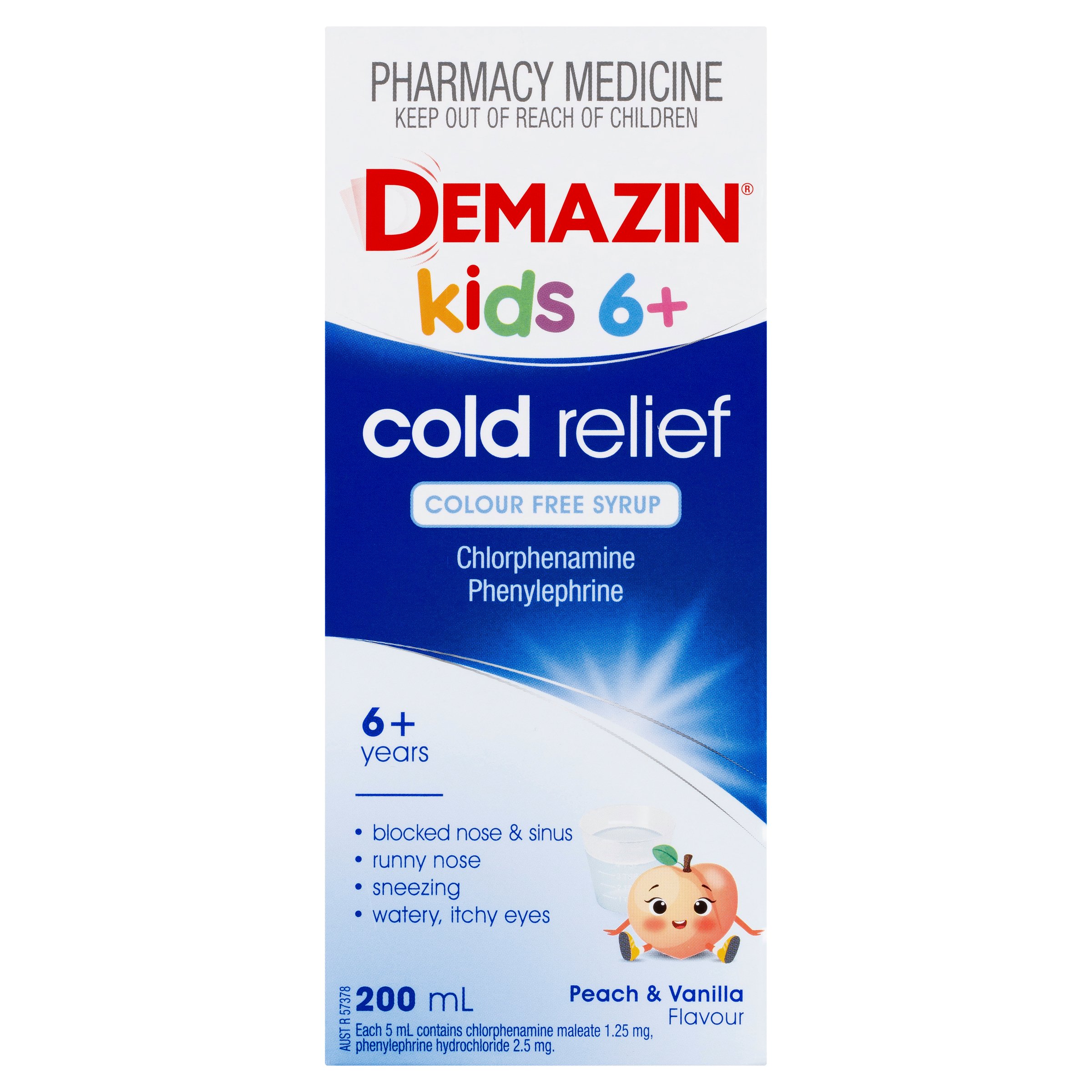 Demazin Kids 6+ Years Cold Relief Peach & Vanilla Flavour 200ml - Image 6