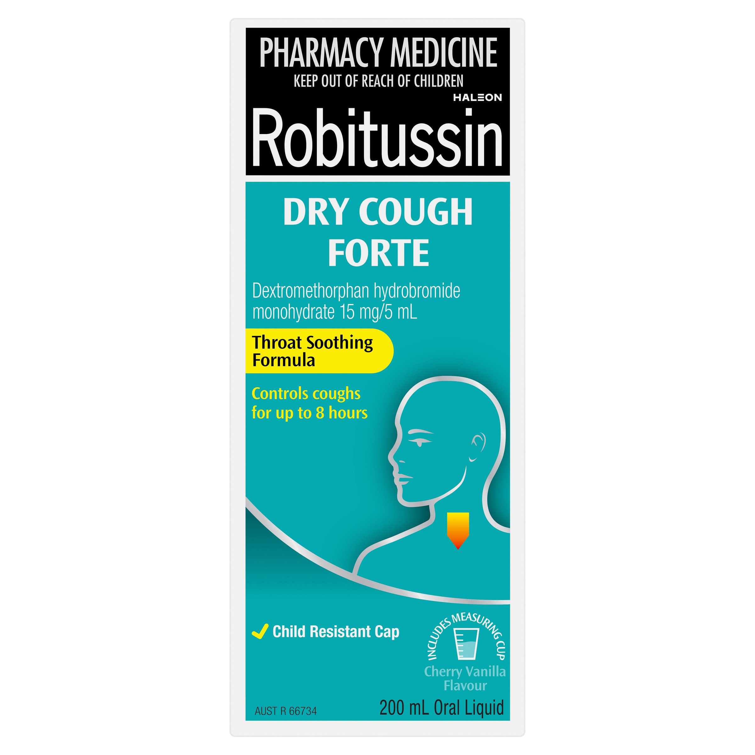 Robitussin Dry Cough Forte Oral Liquid Cherry Vanilla Flavour 200ml - Image 1