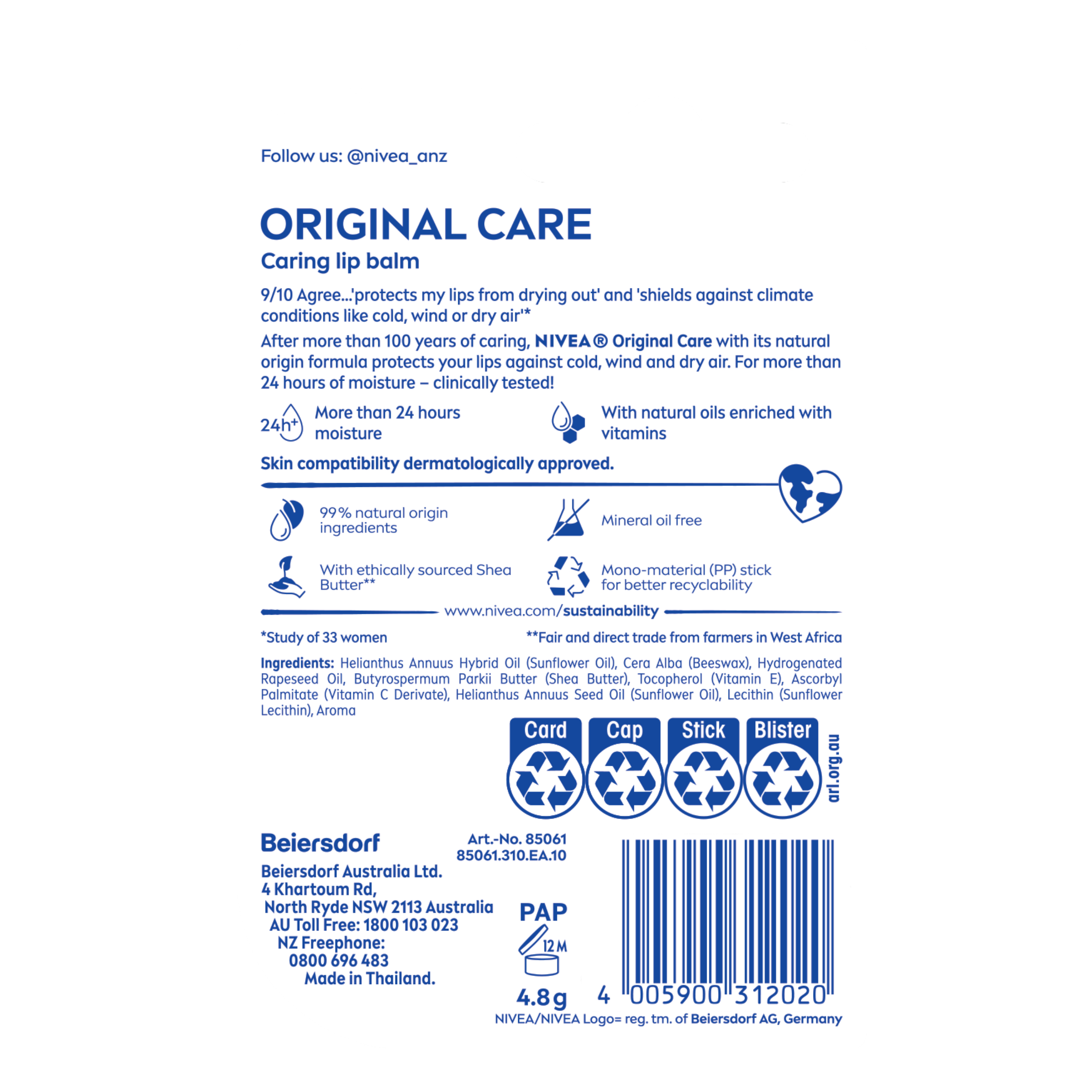 Nivea Lip Care Original 4.8g - Image 2