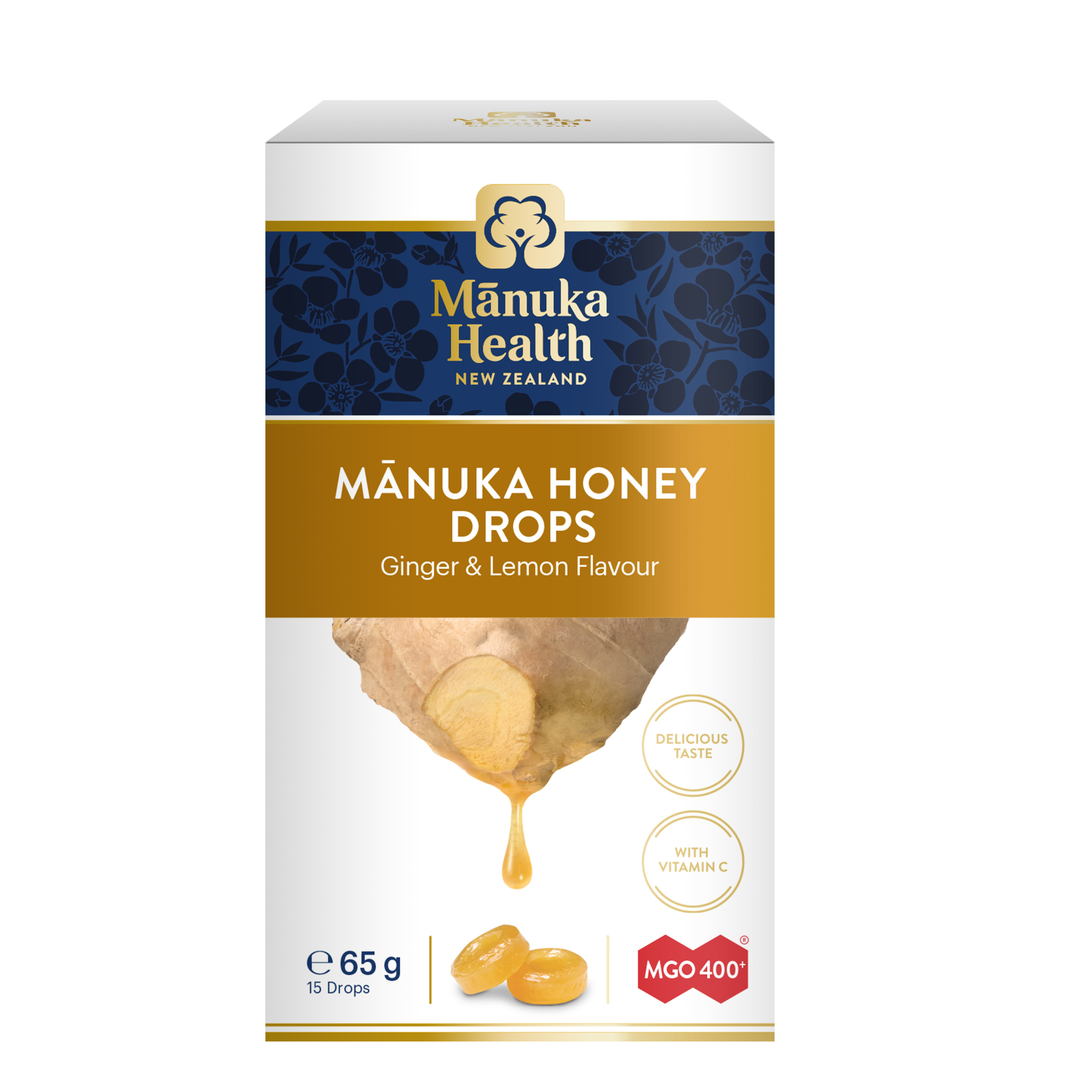 Manuka Health MGO 400+ Honey Lemon & Ginger Lozenge 15 pack - Image 1