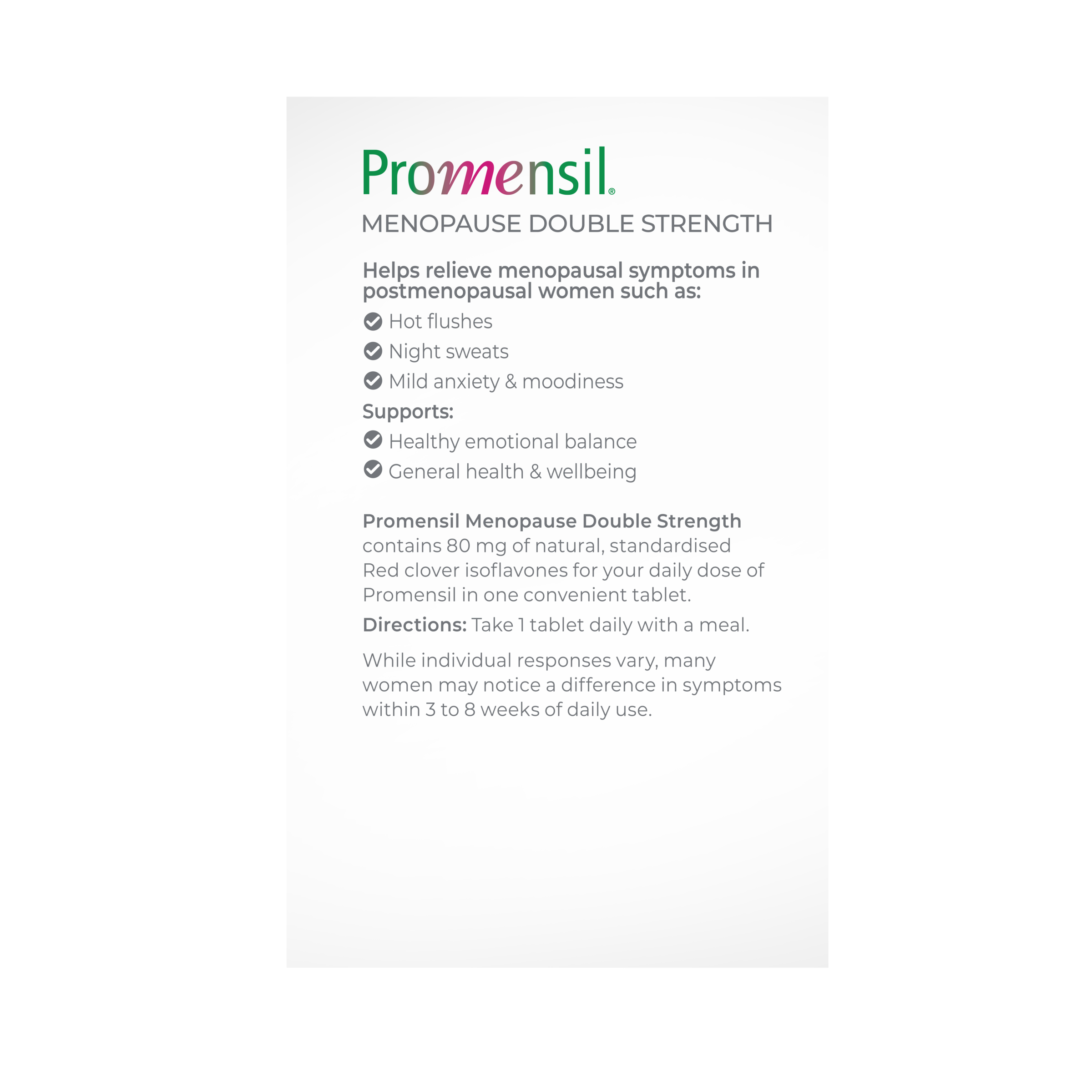 Promensil Menopause Double Strength 60 tablets - Image 2
