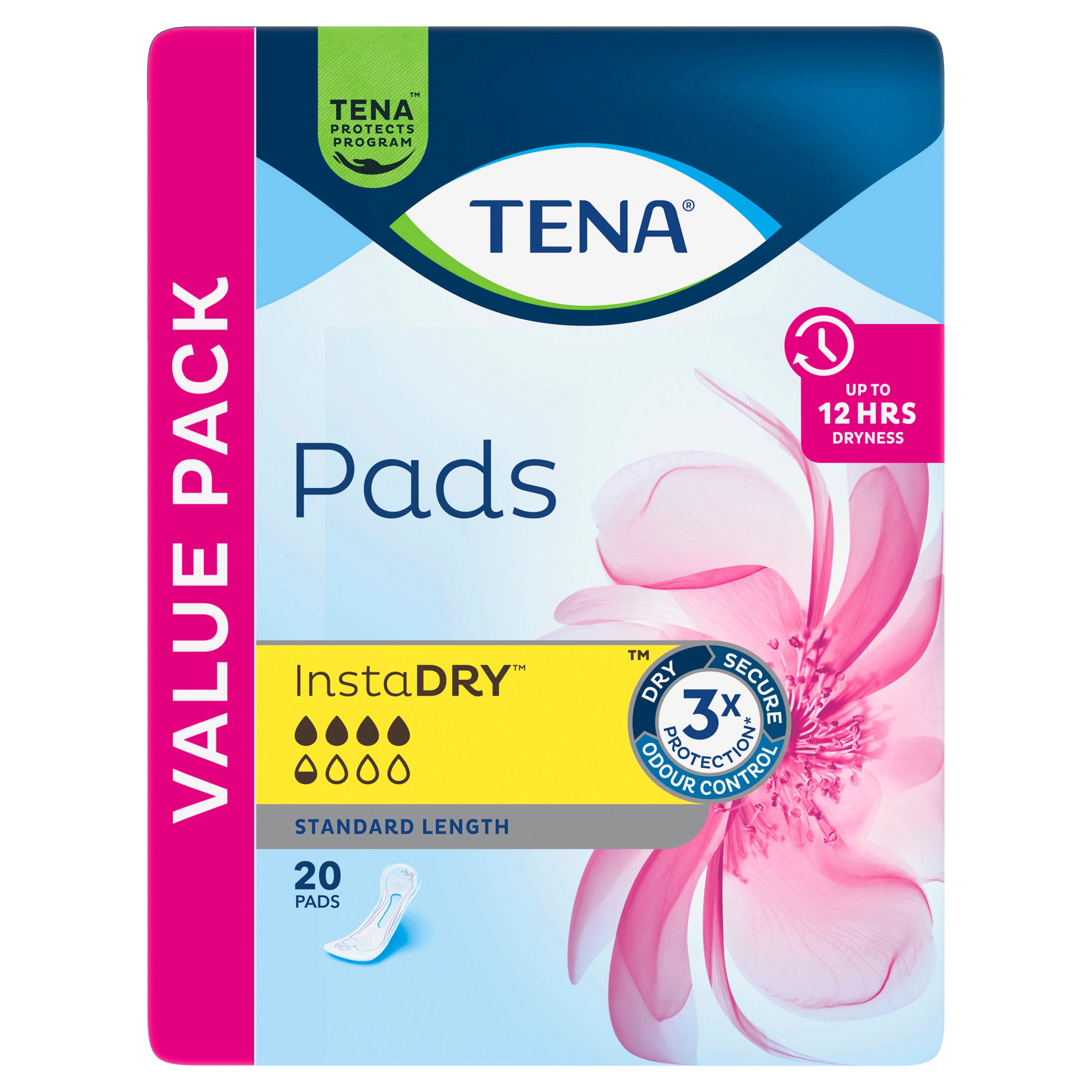 Tena Pads InstaDry Standard Length 20 pack - Image 1