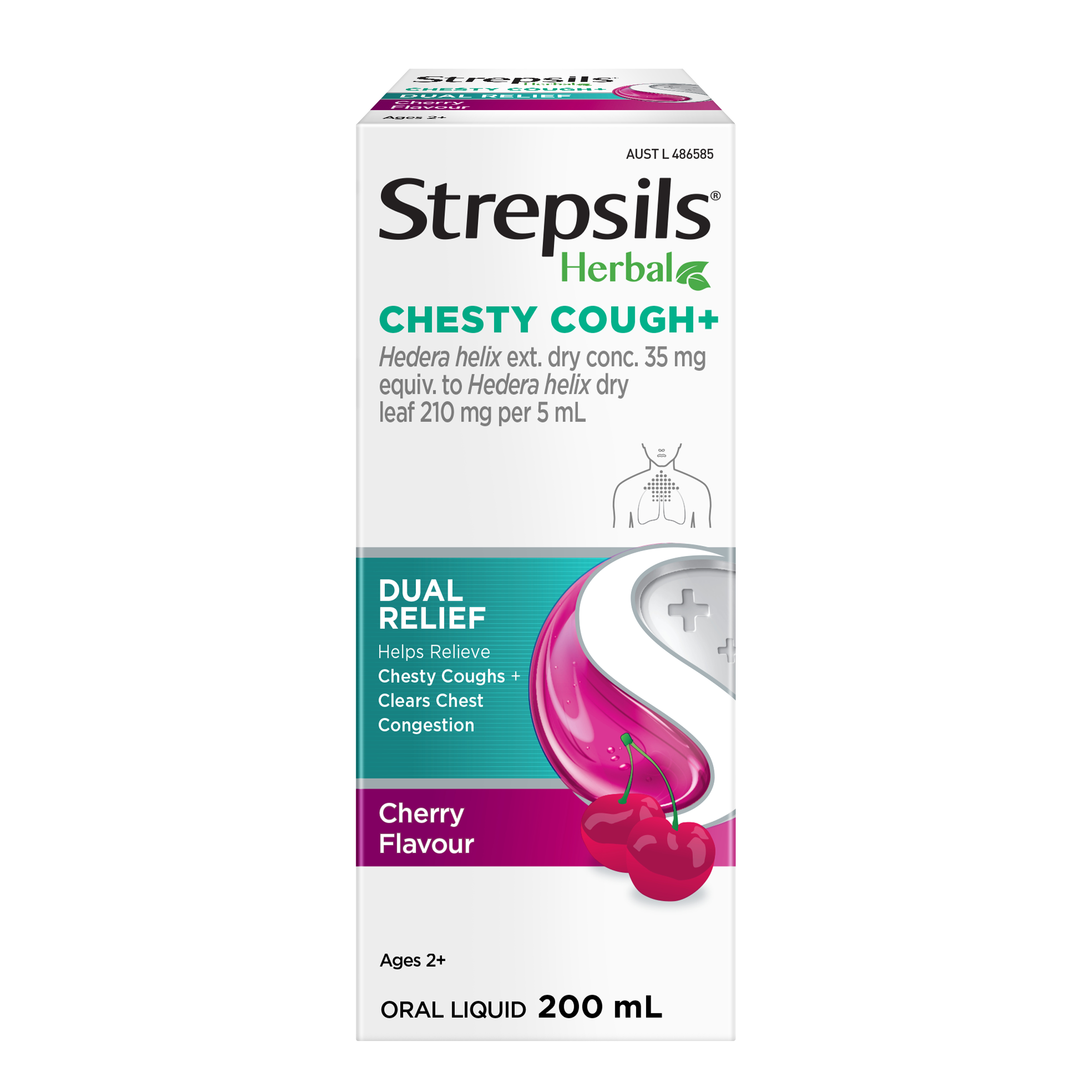 Strepsils Herbal Chesty Cough+ Liquid Cherry Flavour 200ml - Image 1