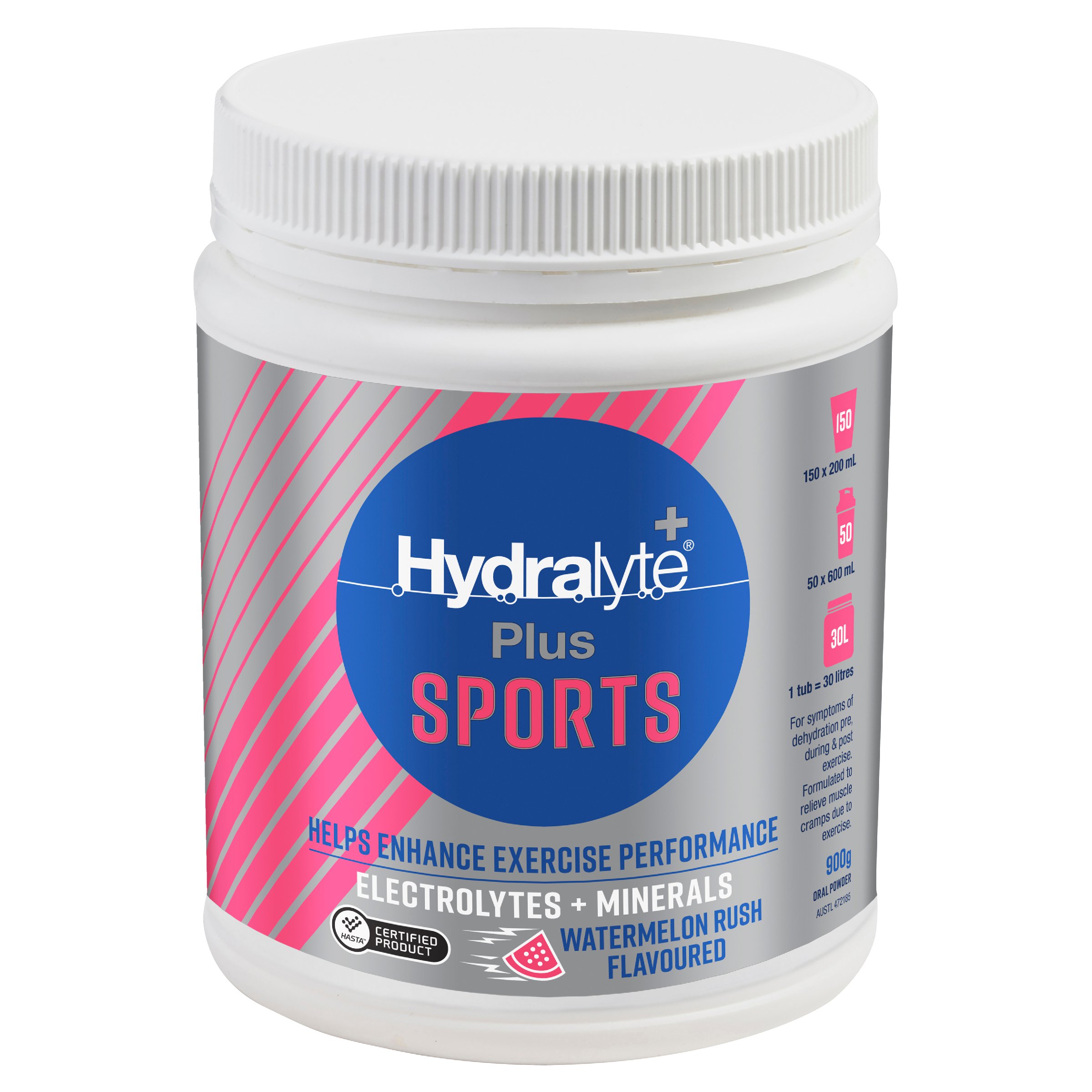Hydralyte Plus Sports Watermelon Rush Flavoured Powder Tub 900g - Image 6