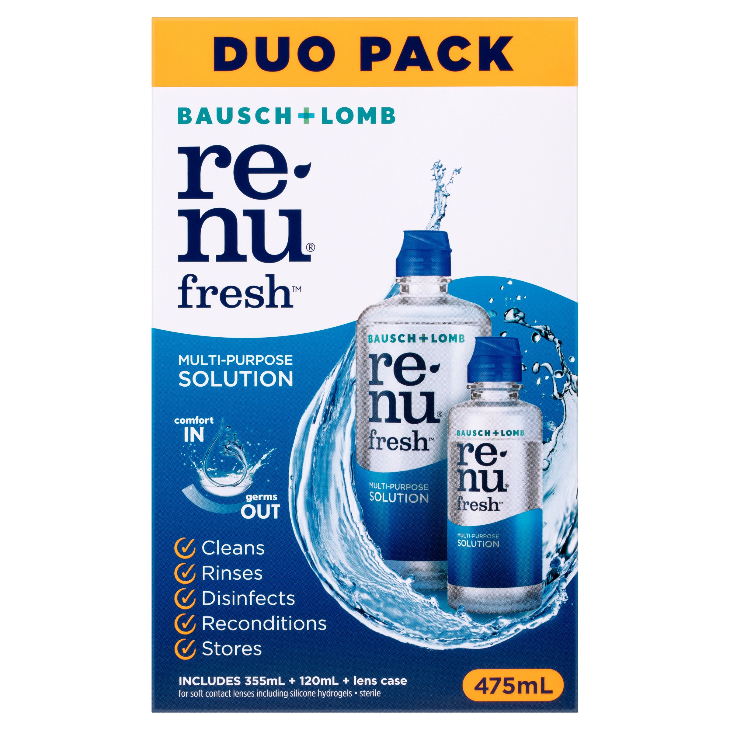 Bausch & Lomb Renu Fresh Multi-Purpose Solution Duo Pack (355ml+120ml) 475ml - Image 2
