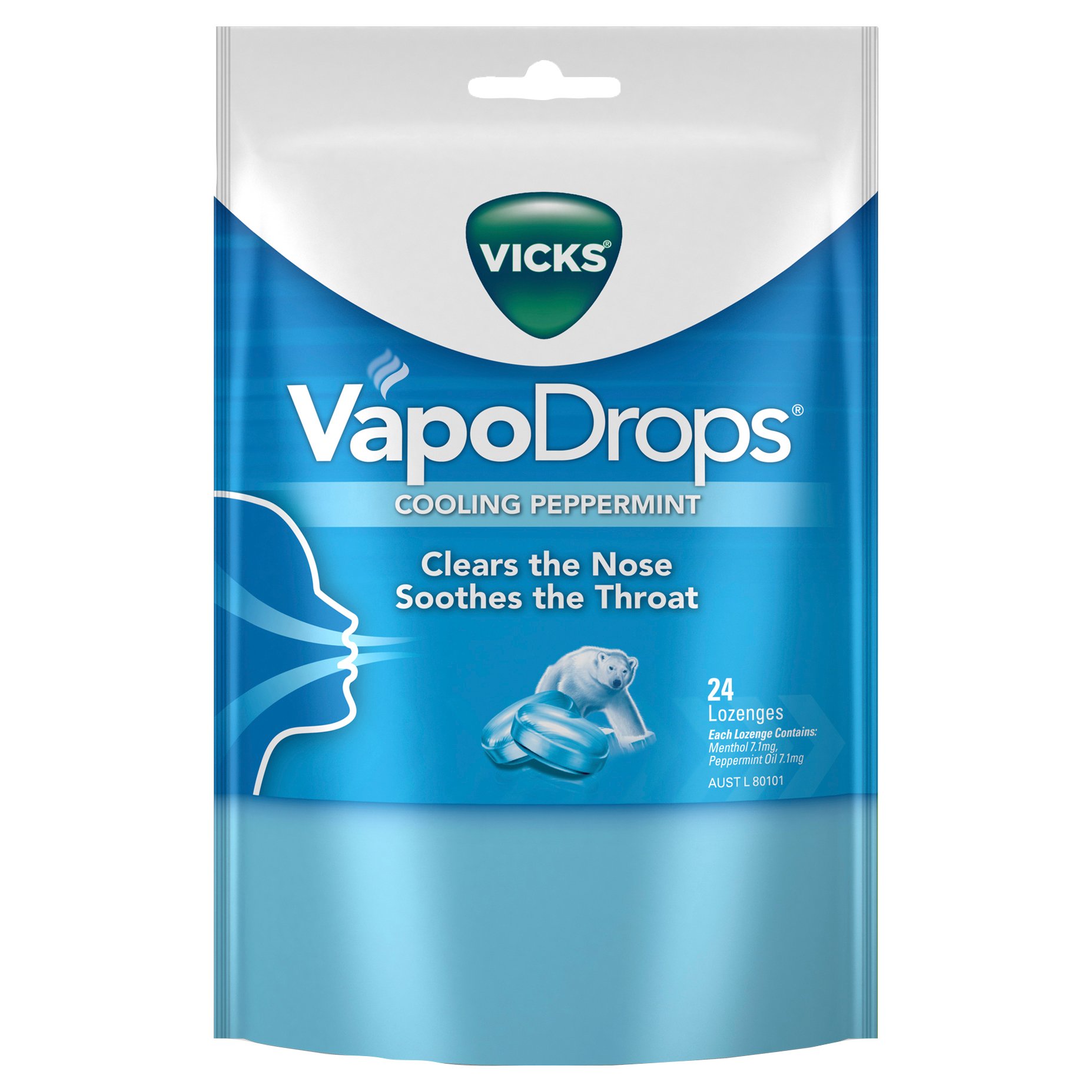 Vicks VapoDrops Cooling Peppermint 24 lozenges - Image 1