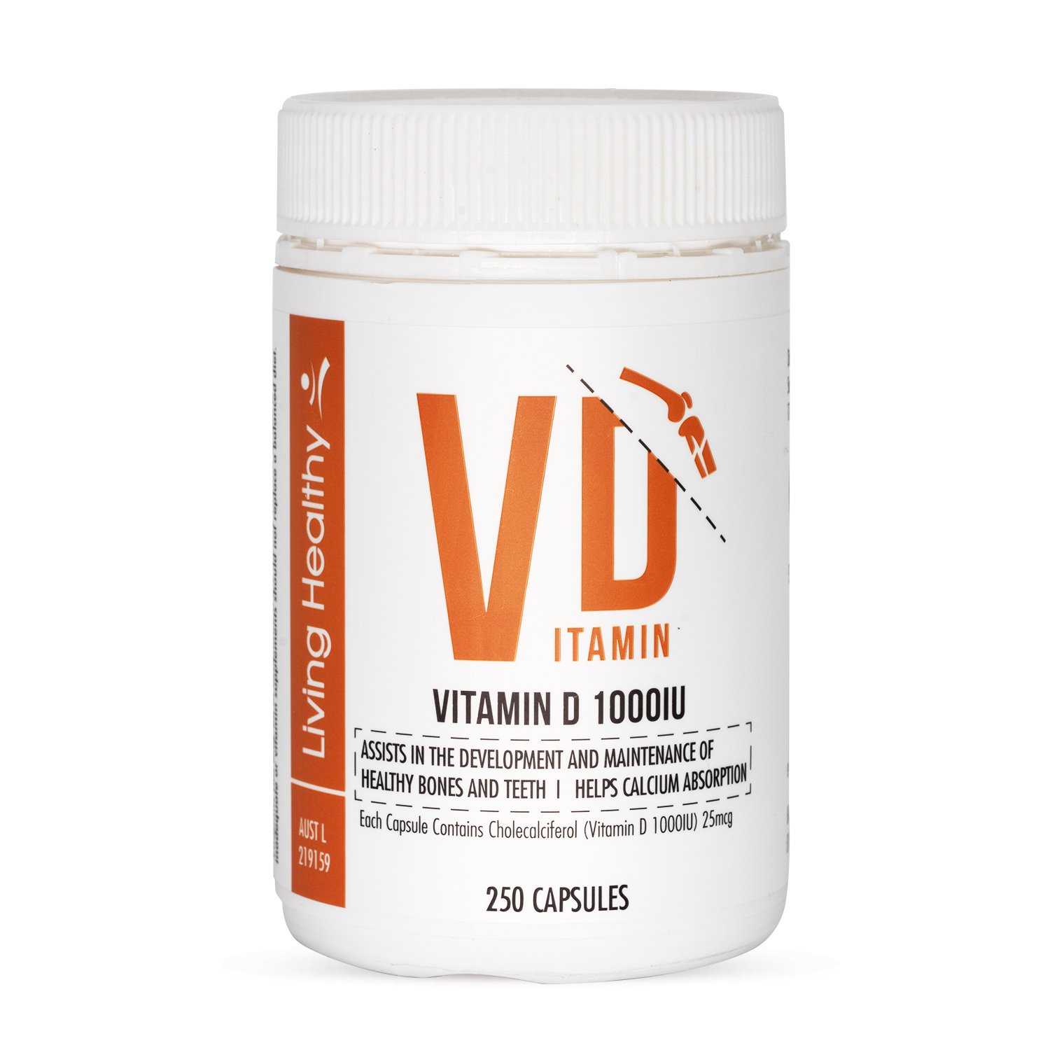 Living Healthy Vitamin D 1000IU 250 soft gel capsules - Image 1