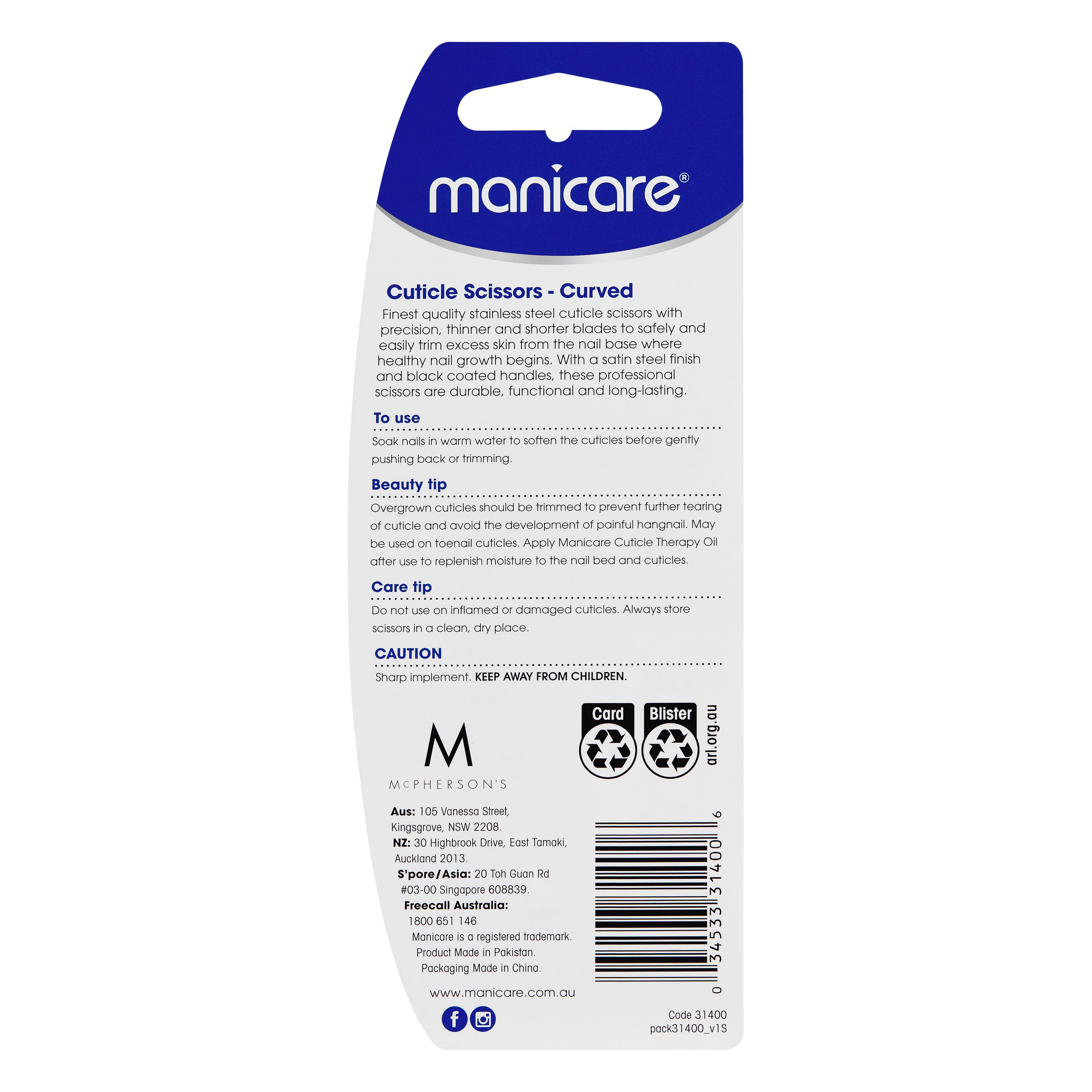 Manicare Cuticle Scissors Curved 1 each - Image 2