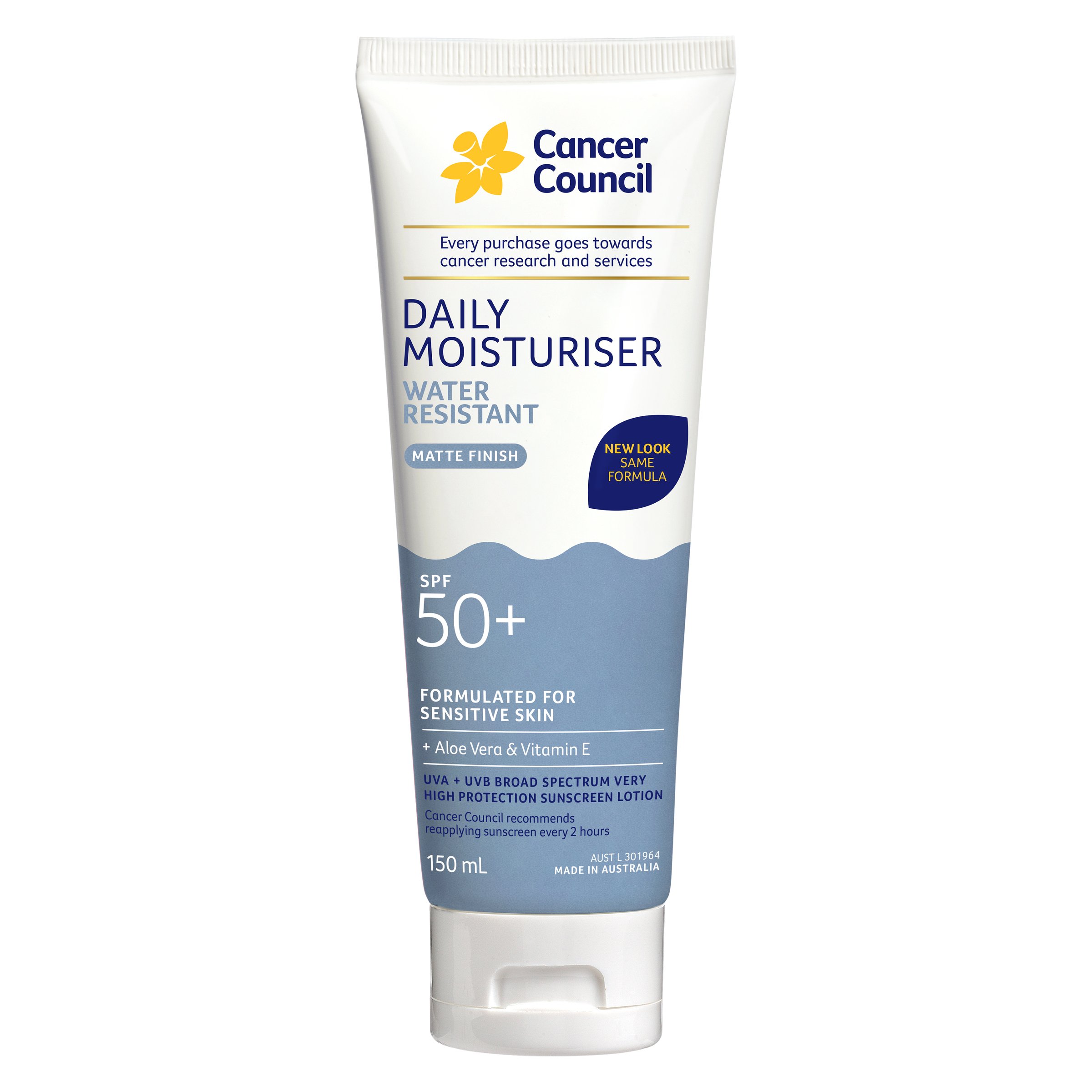 Cancer Council Face & Body Moisturiser SPF50+ Water Resistant 150ml - Image 1