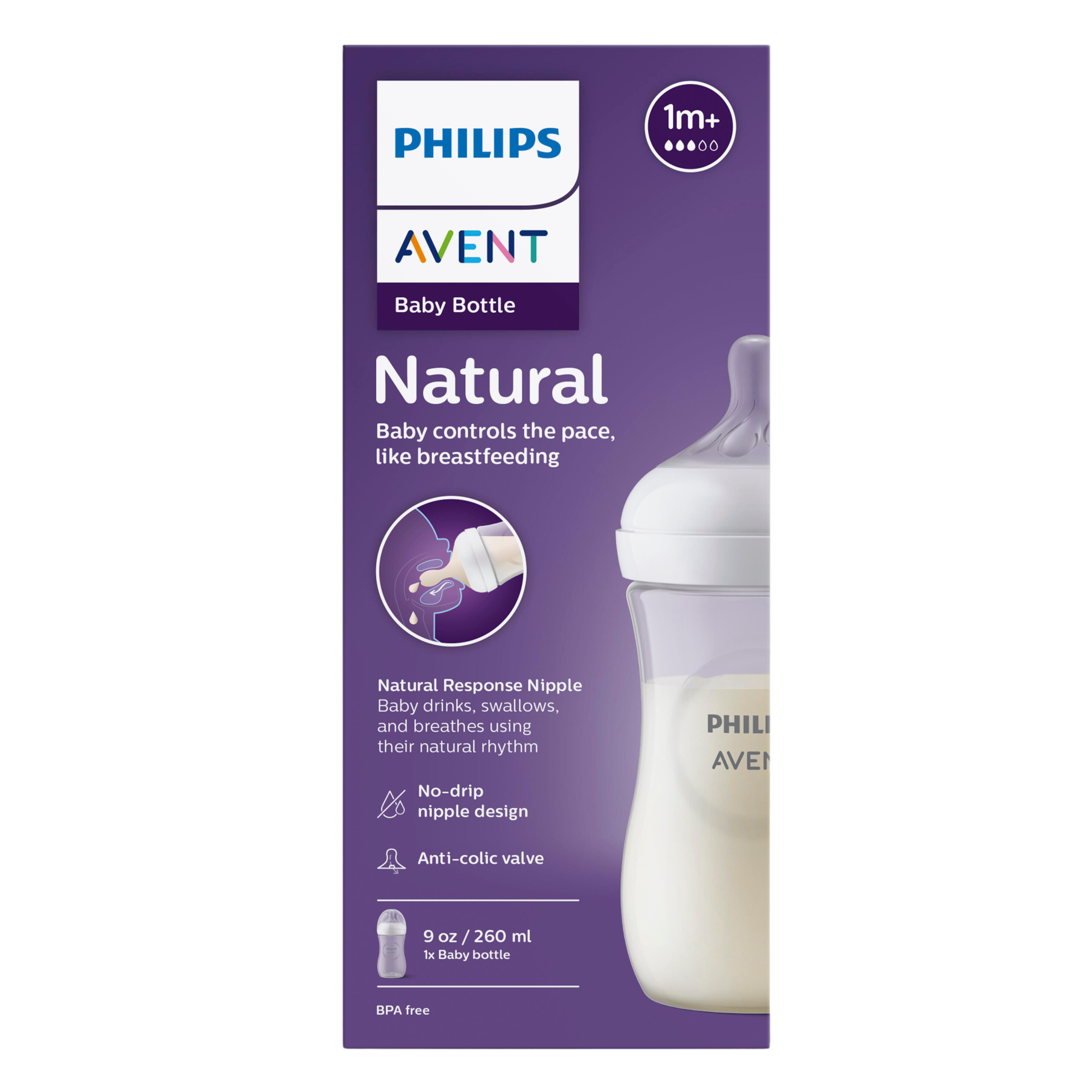 Avent Natural Response Baby Bottle 260ml - 1 pack - Image 1