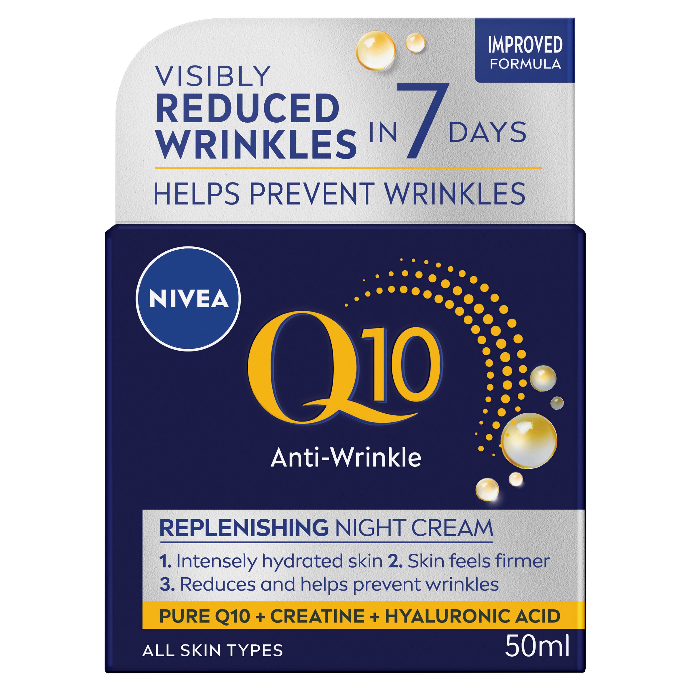 Nivea Q10 Anti-Wrinkle Replenishing Night Cream 50ml - Image 1