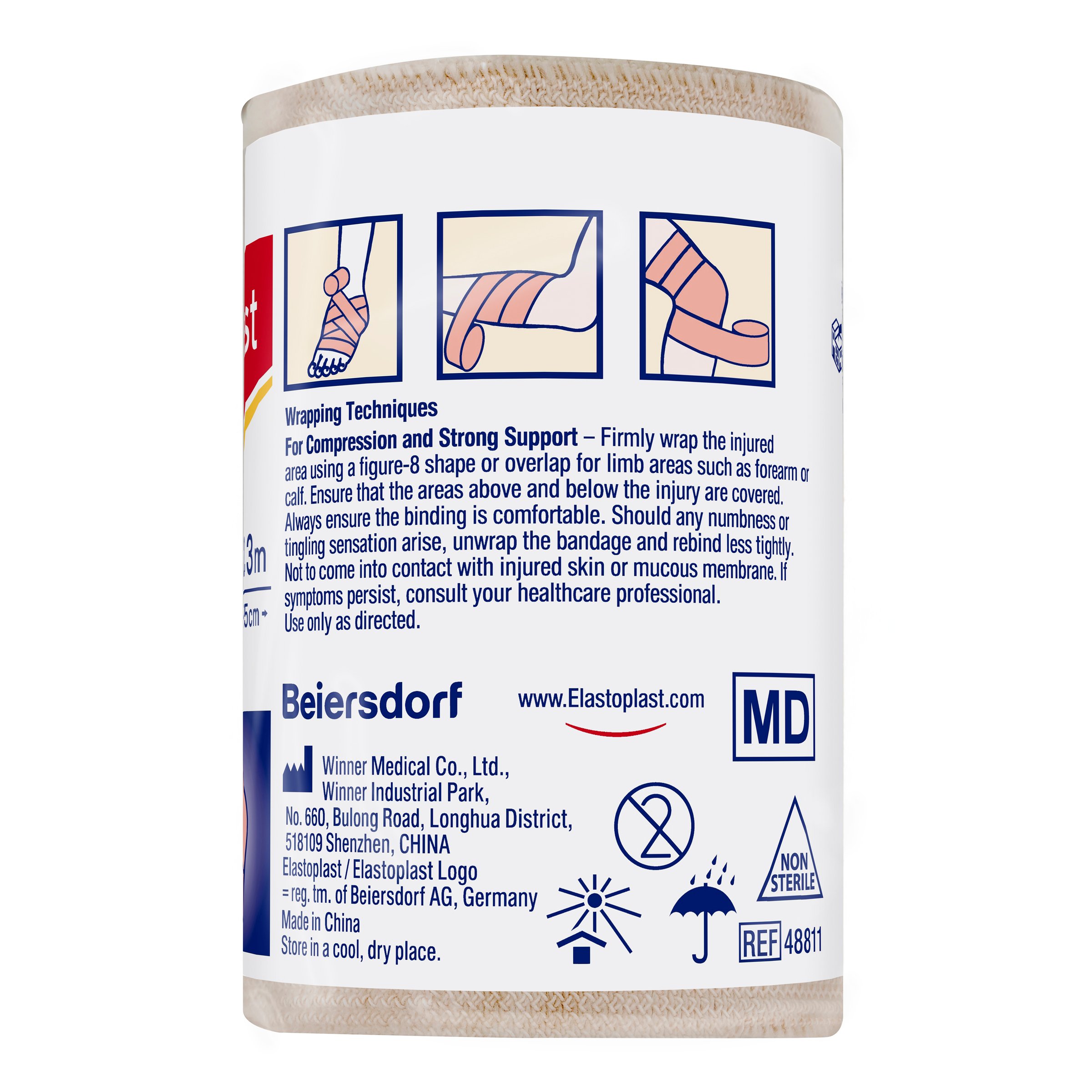 Elastoplast Crepe Bandage Heavy Weight 7.5cm X 2.3m Tan - 1 roll - Image 2