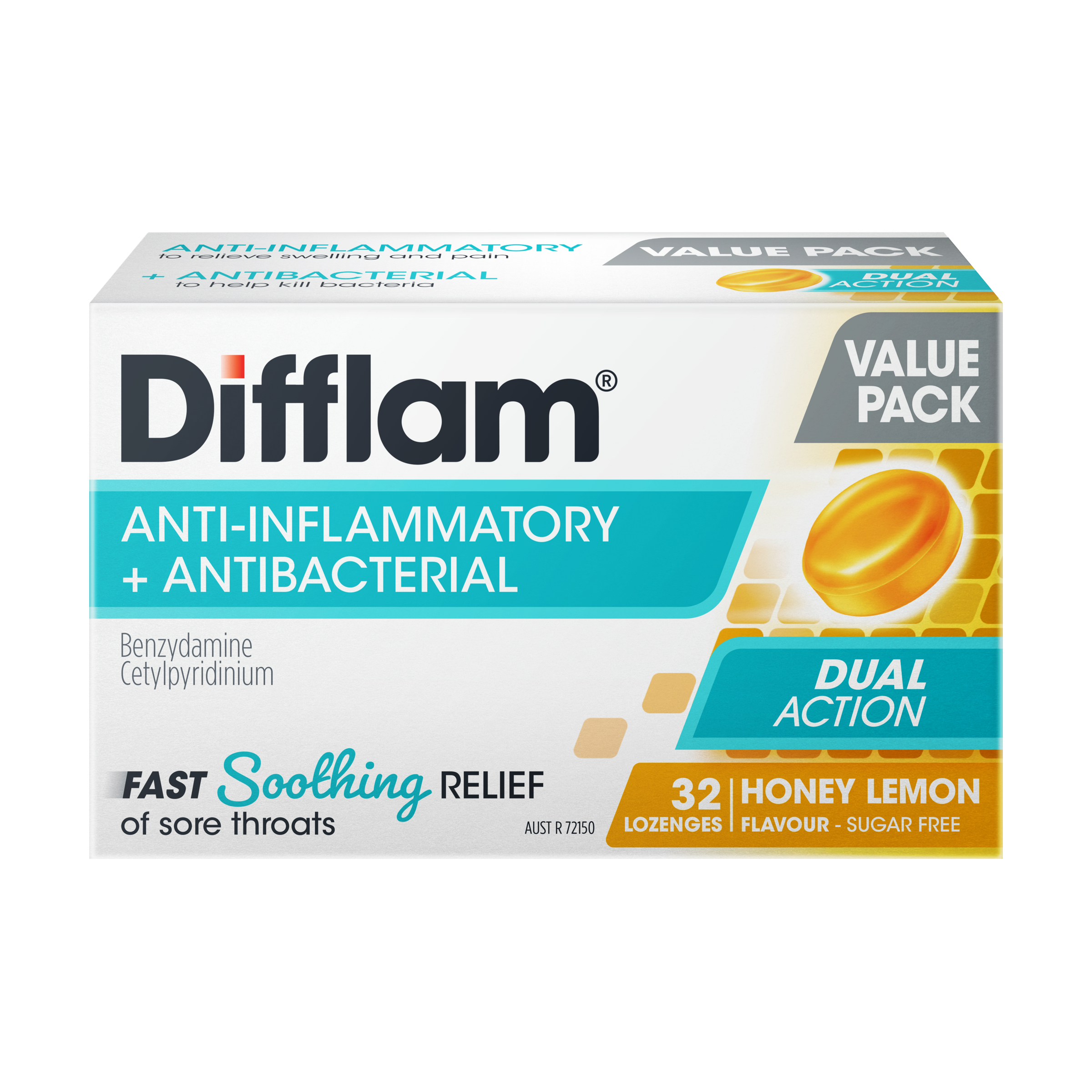 Difflam Dual Action Honey & Lemon 32 lozenges - Image 3
