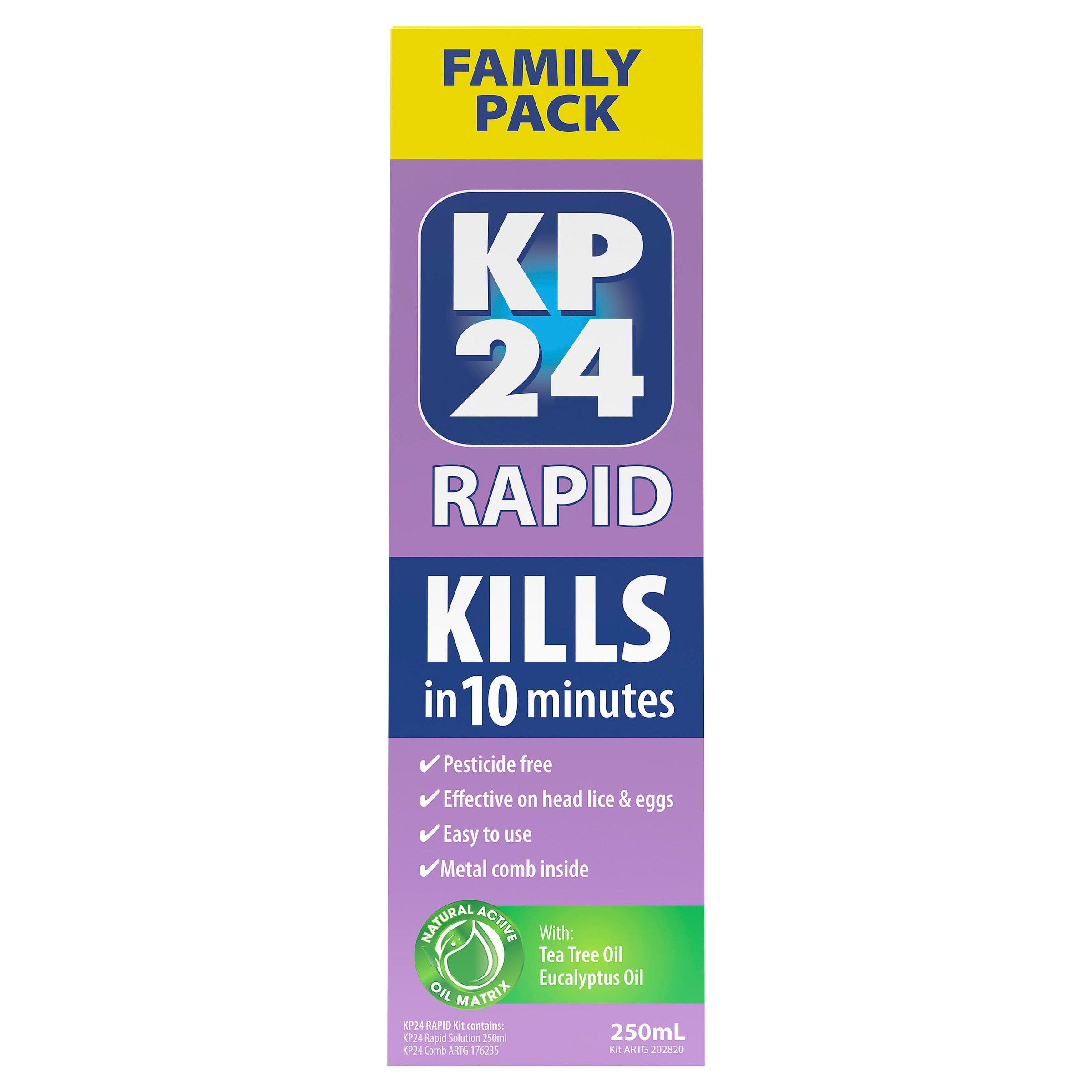KP24 Rapid Head Lice Family Pack with Comb 1 pack - Image 1