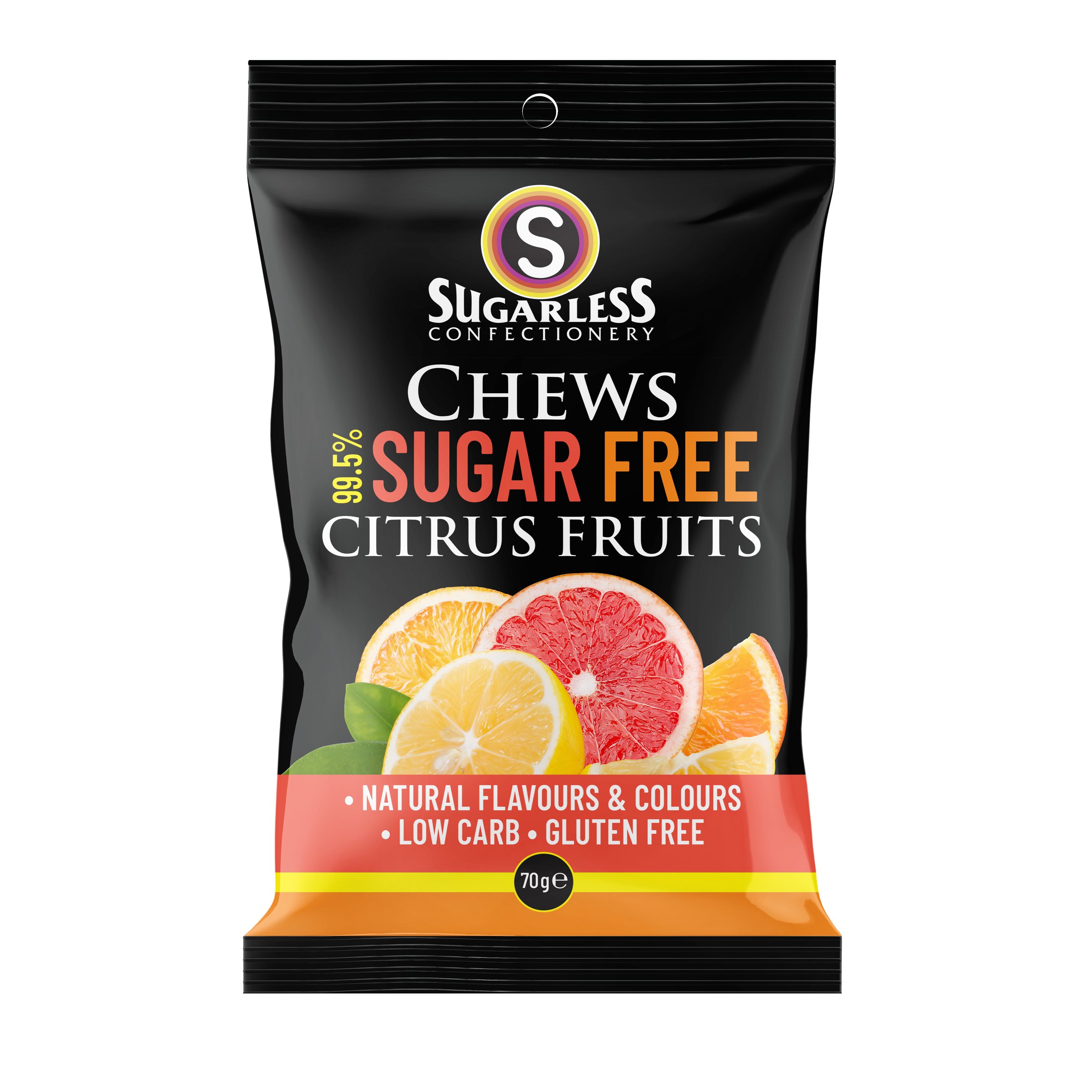 Sugarless Chews Citrus Natural Fruit 70g - Image 1