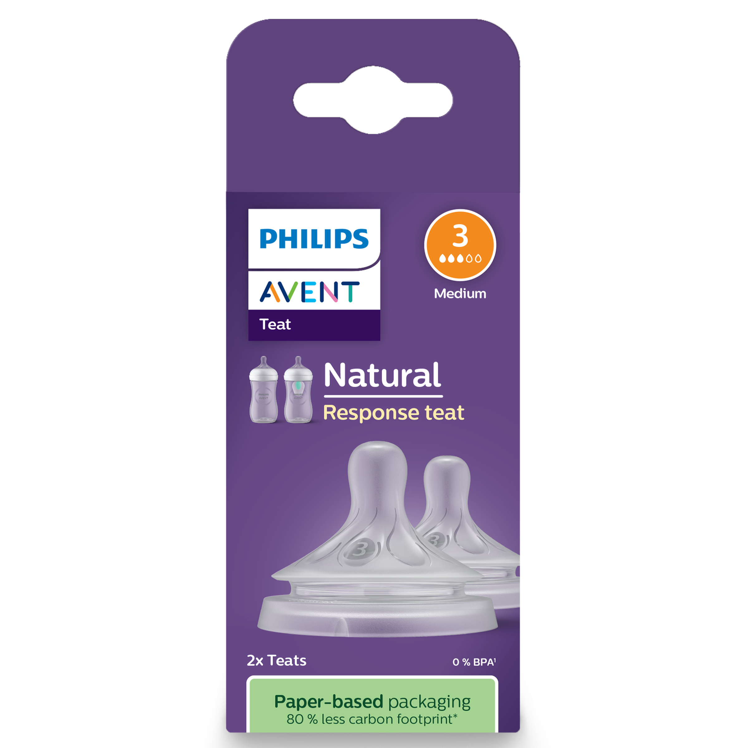 Avent Natural Response Teats 1 Month+ Flow 3 - 2 packs - Image 1