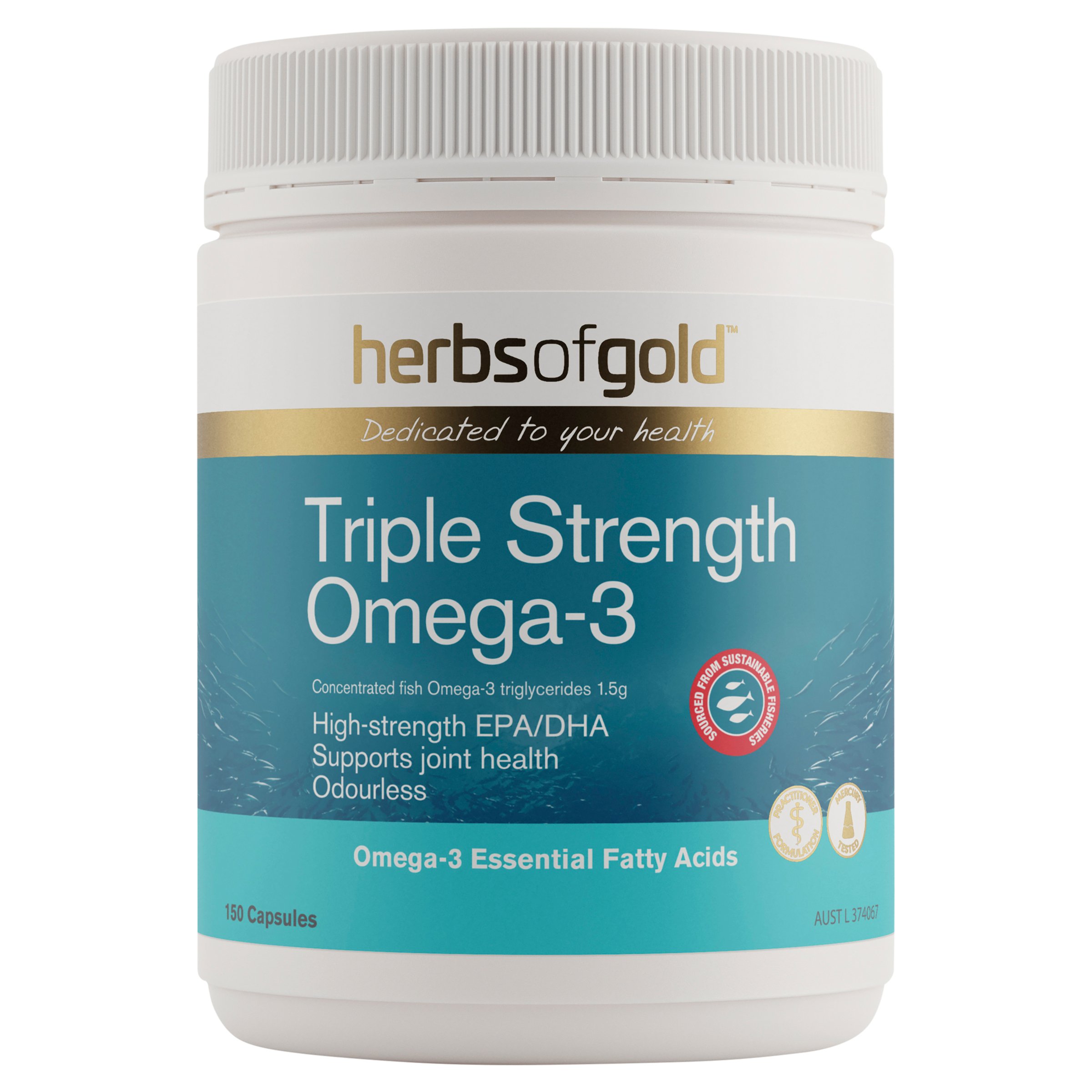 Herbs of Gold Triple Strength Omega-3 - 150 capsules - Image 1