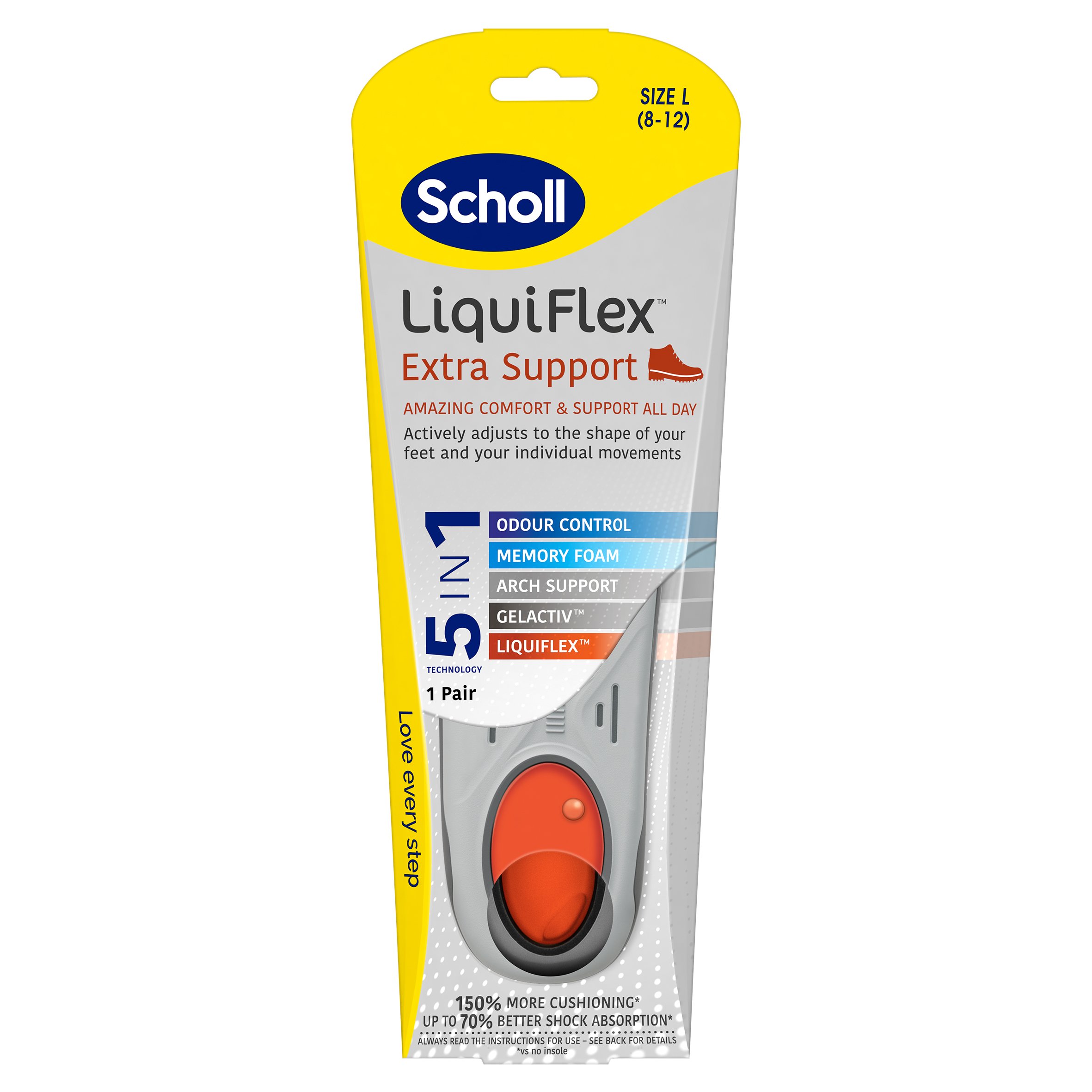 Scholl Liquiflex Extra Support Insole Large 1 pair - Image 1
