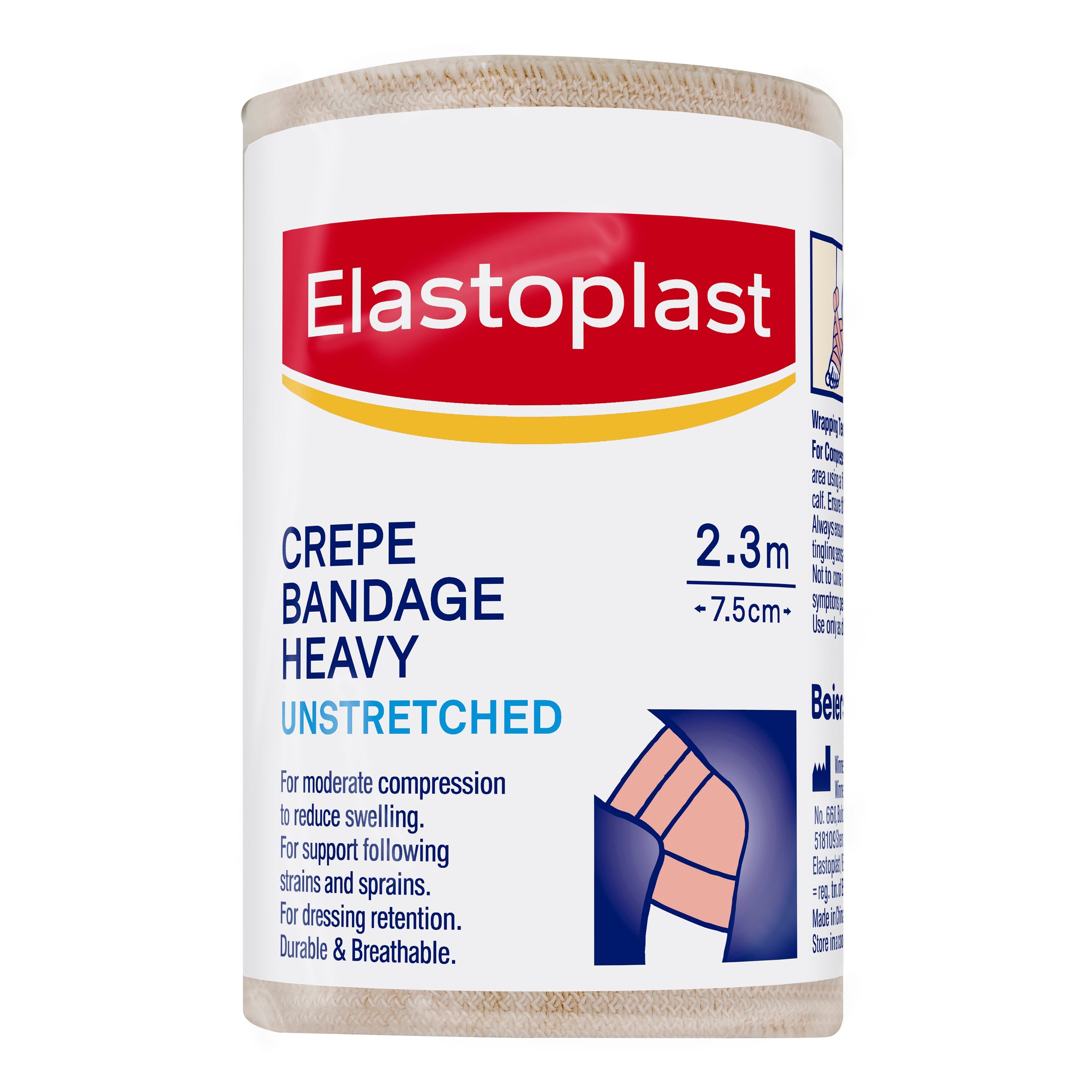 Elastoplast Crepe Bandage Heavy Weight 7.5cm X 2.3m Tan - 1 roll - Image 1