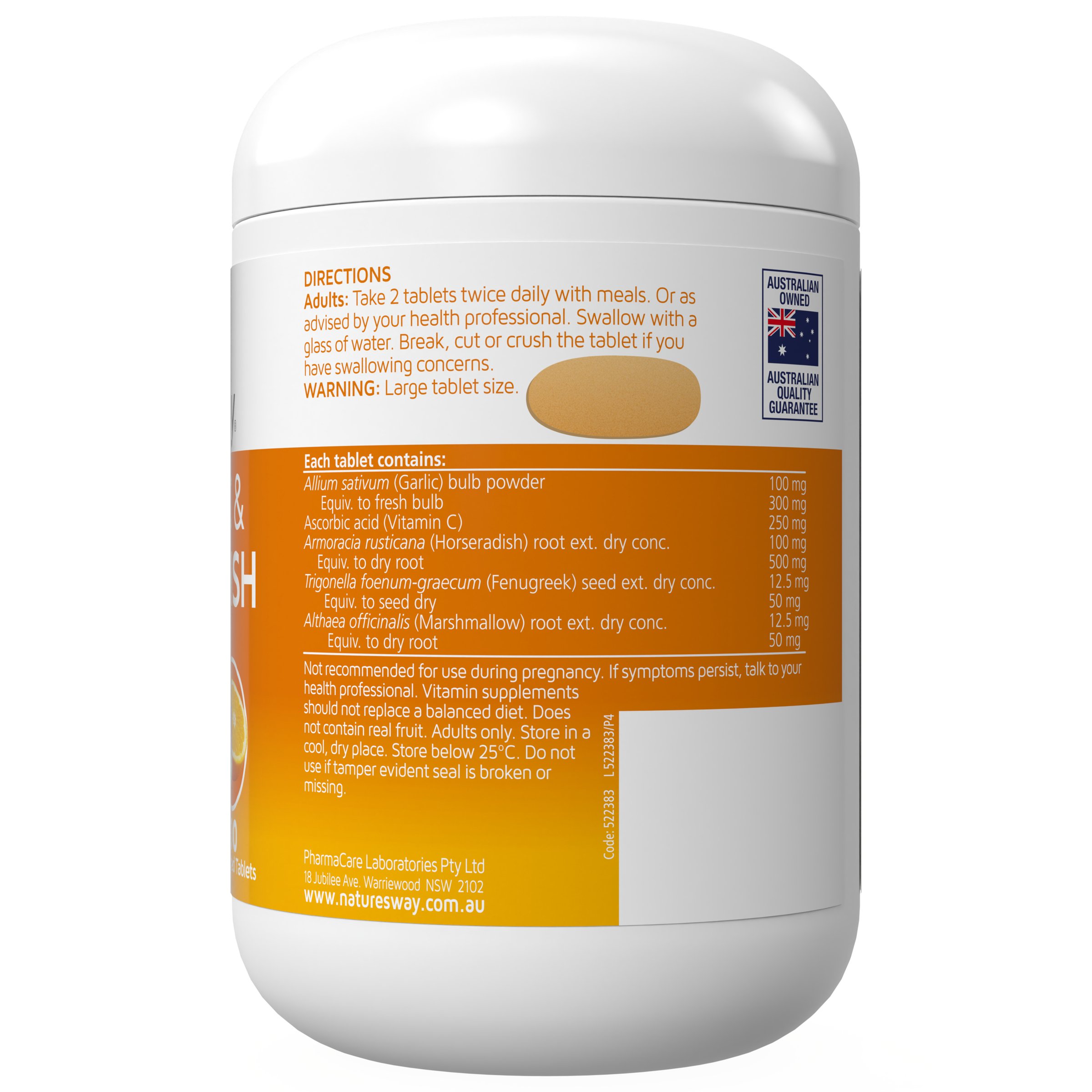 Nature's Way Mega Garlic+C & Horseradish 200 tablets - Image 2
