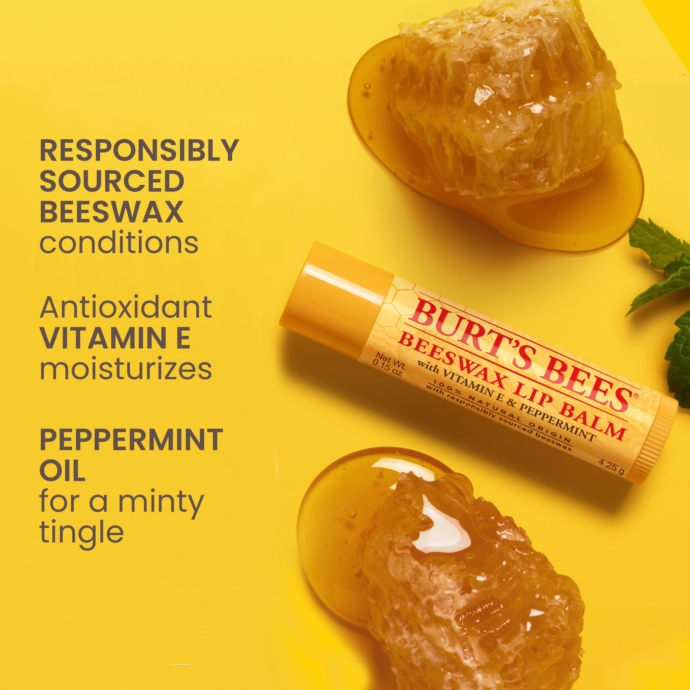 Burt's Bees Lip Balm Beeswax Tube 4.25g - Image 4