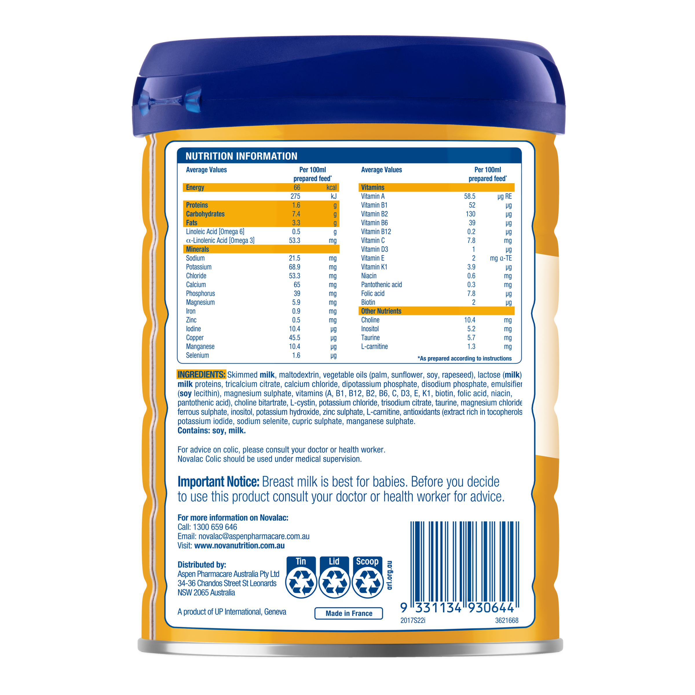 Novalac Infant Formula Anti-Colic 0-12 Months 800g - Image 2