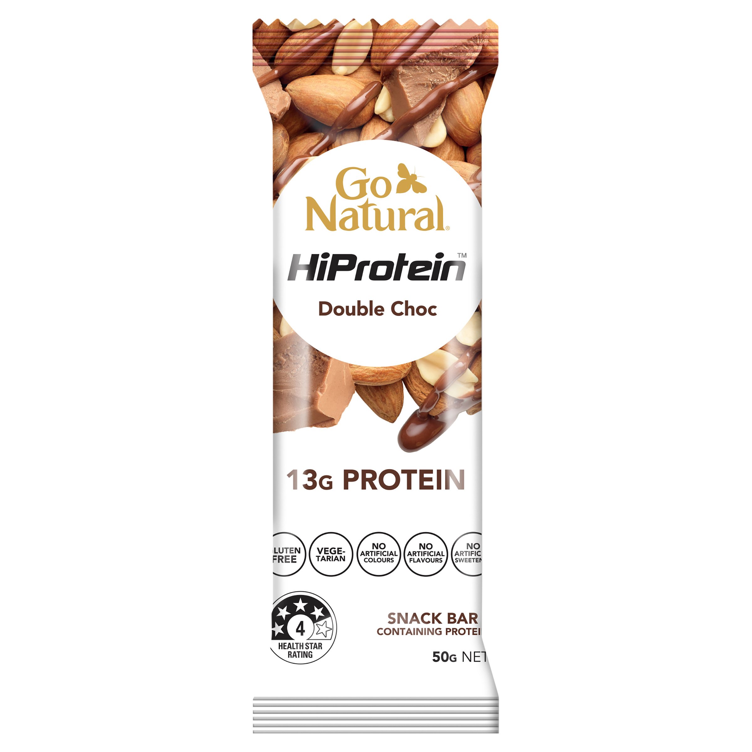 Go Natural HiProtein Nut Crunch Double Choc 50g - Image 1