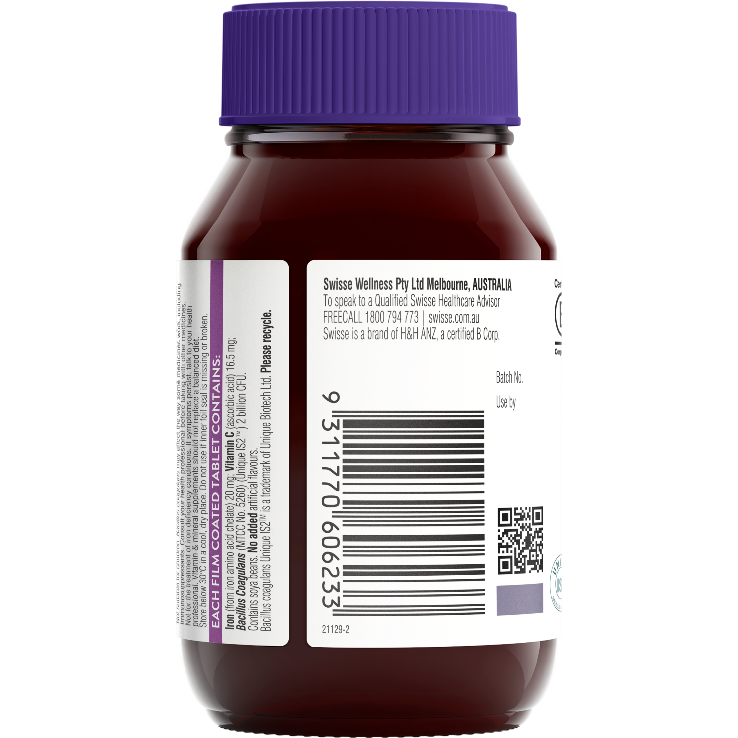 Swisse Ultiboost Iron + Probiotic 30 tablets - Image 3