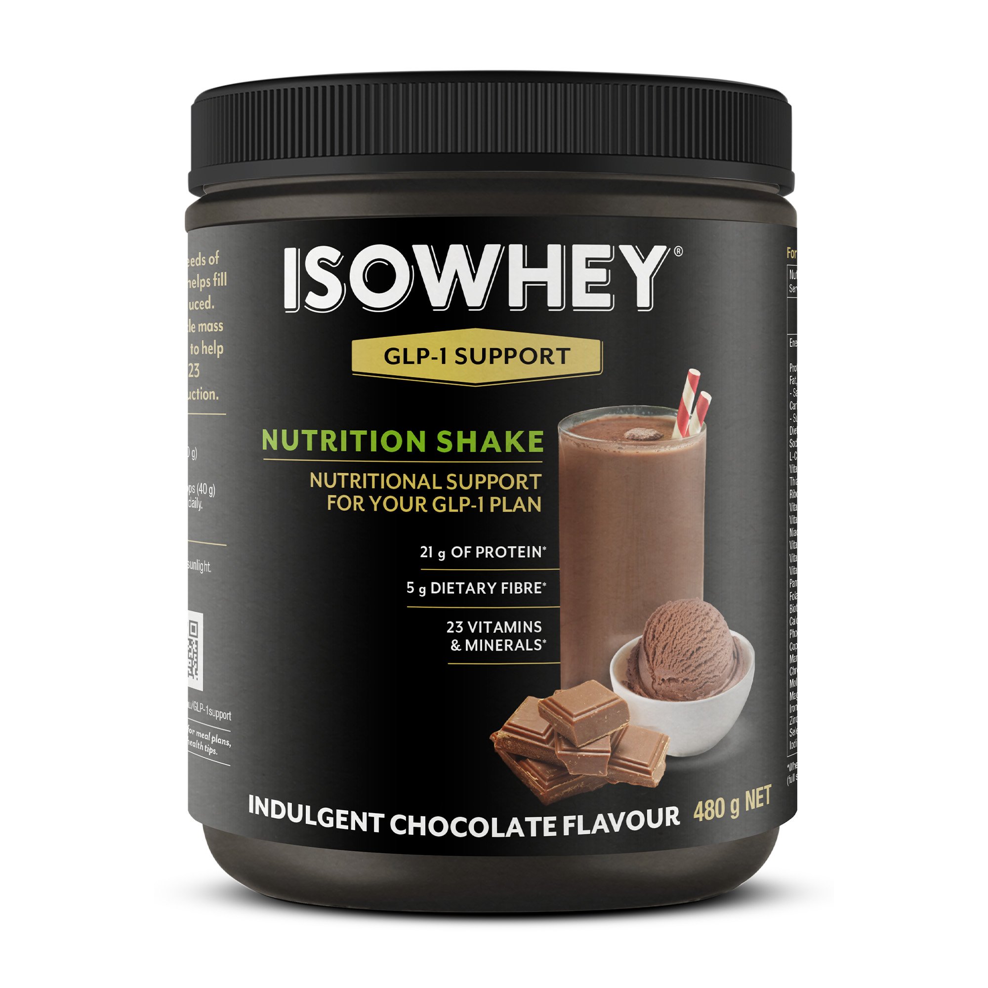 Isowhey GLP-1 Support Nutrition Shake Chocolate 480g - Image 1